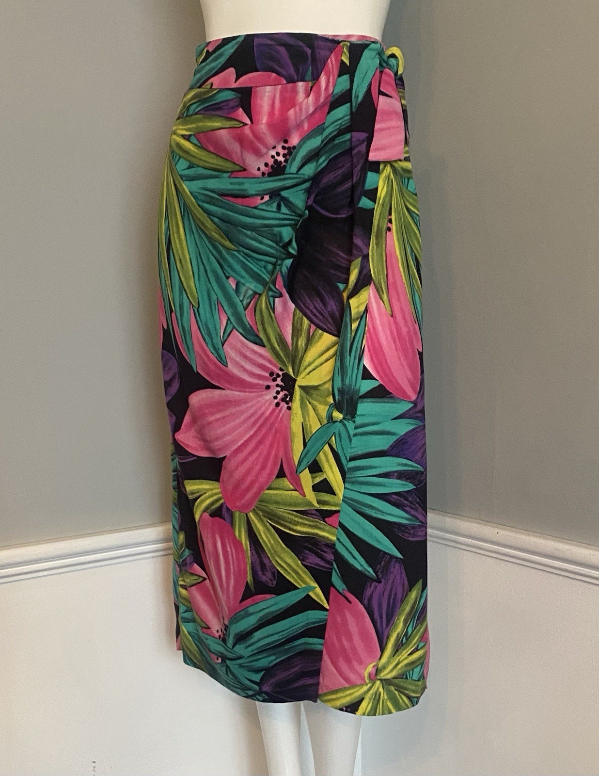 Vintage Tropical Floral Wrap Skirt Women’s Size M Made In USA Cole Of California