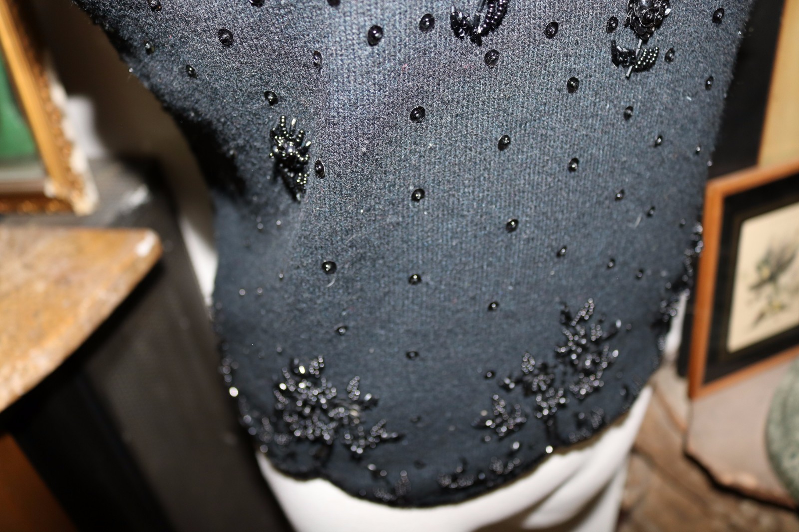 Pretty Black vintage beaded sequin sweater top