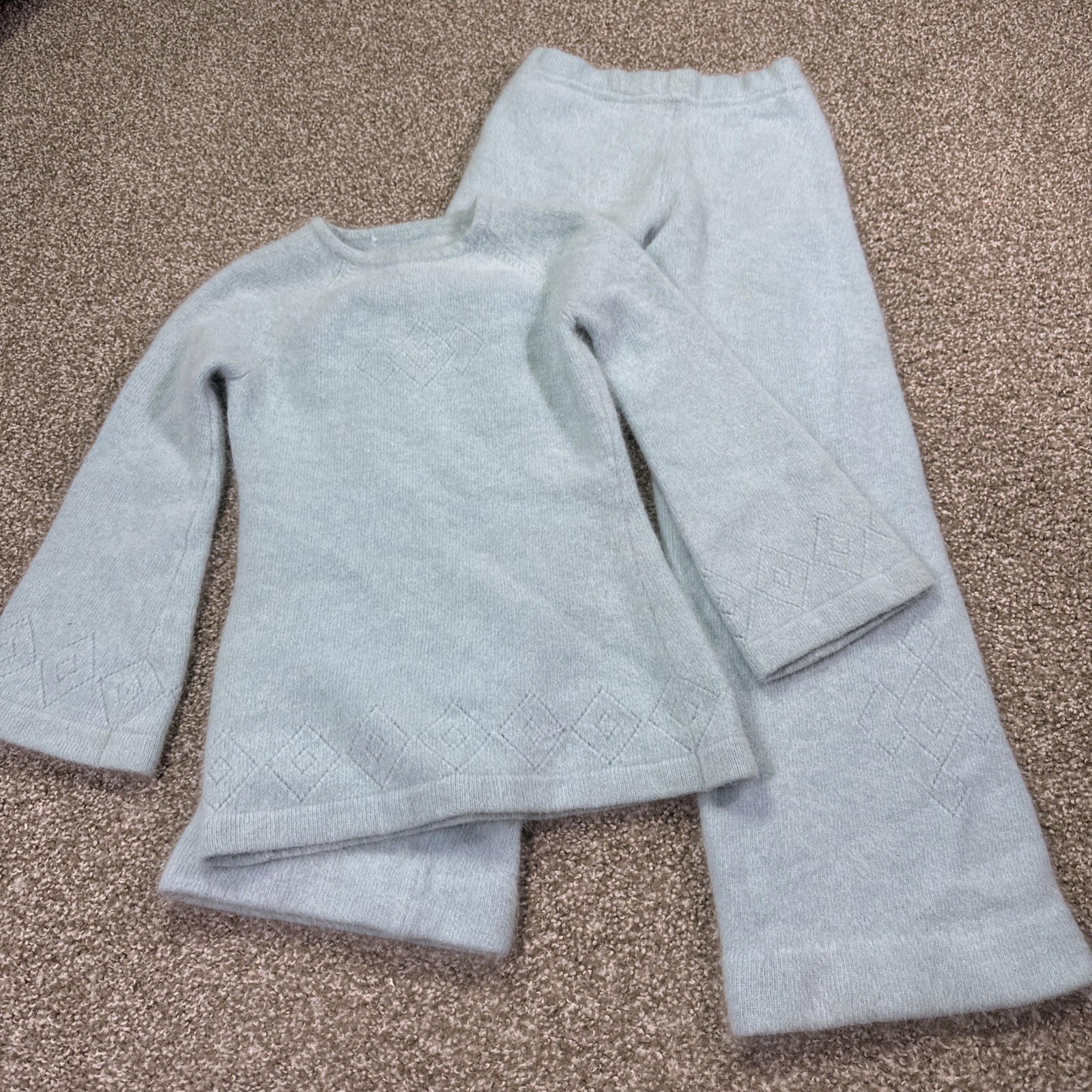 70s Mohair Fuzzy Angora Loungewear Set Baby Blue Size Small Beautiful