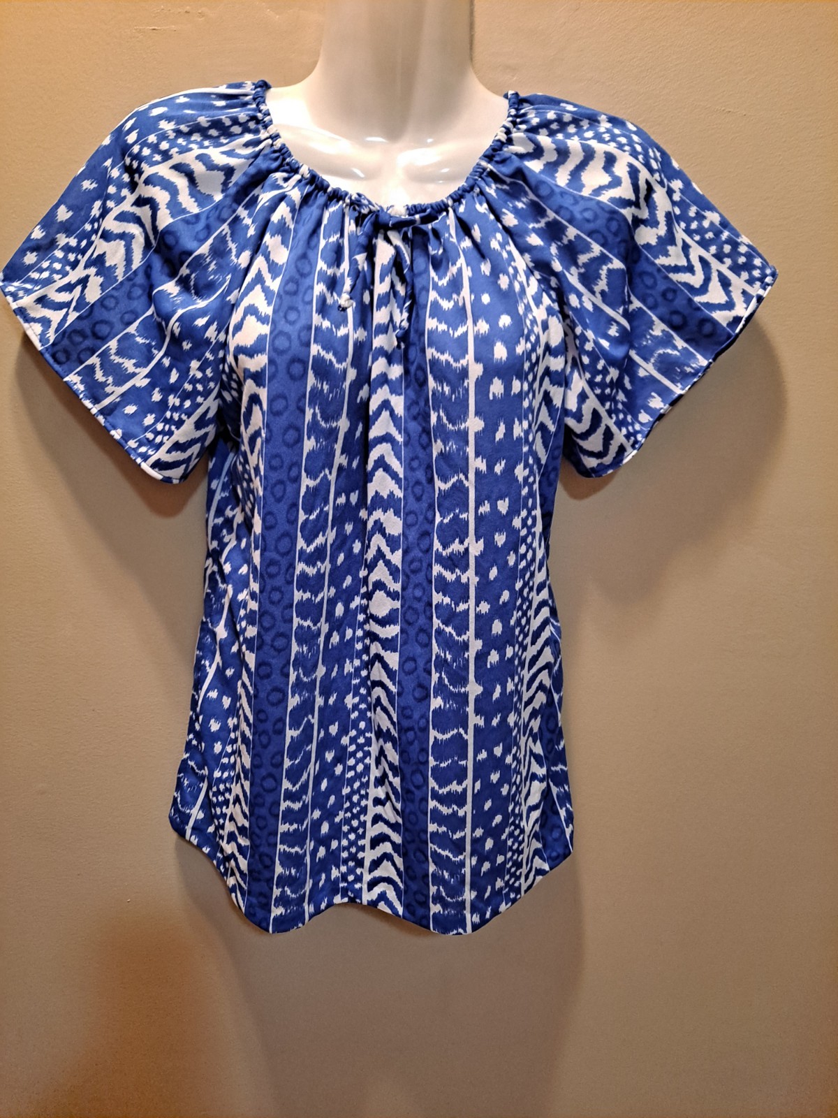 Vintage 1970s 80s Abstract Blouse S/S Size Medium USA
