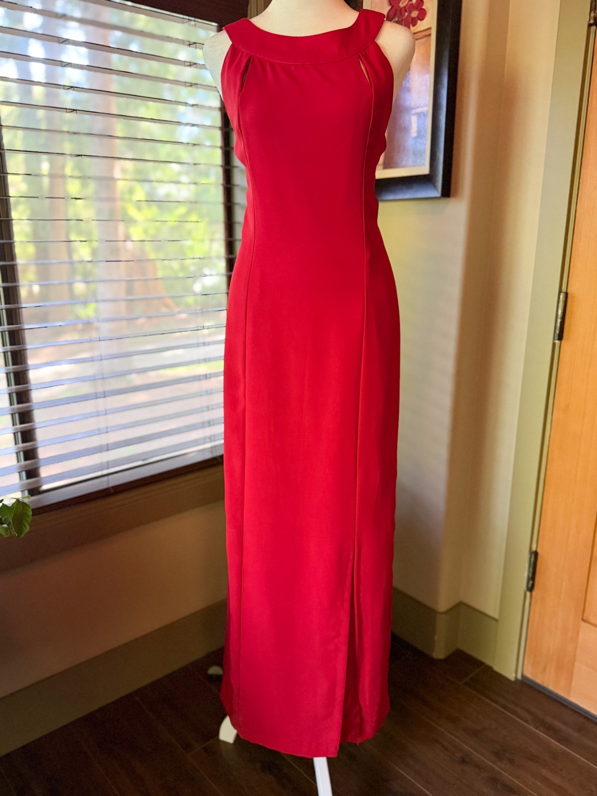 Vintage 90s Y2K Micci Red Column Maxi Gown Whimsigoth Made in USA Size S / 4-6