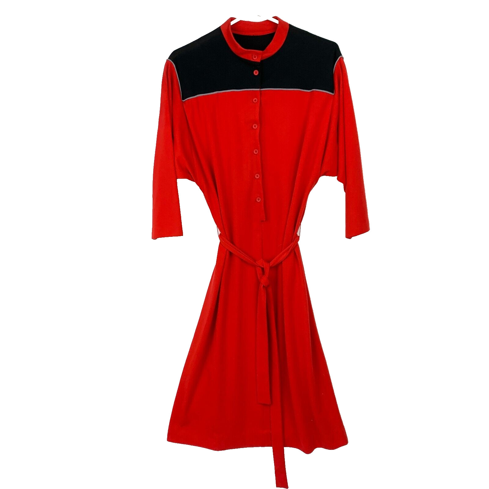 Vintage 70s Toni Todd Red Black Jersey Mod Go Go Shirt Dress Bust 26″
