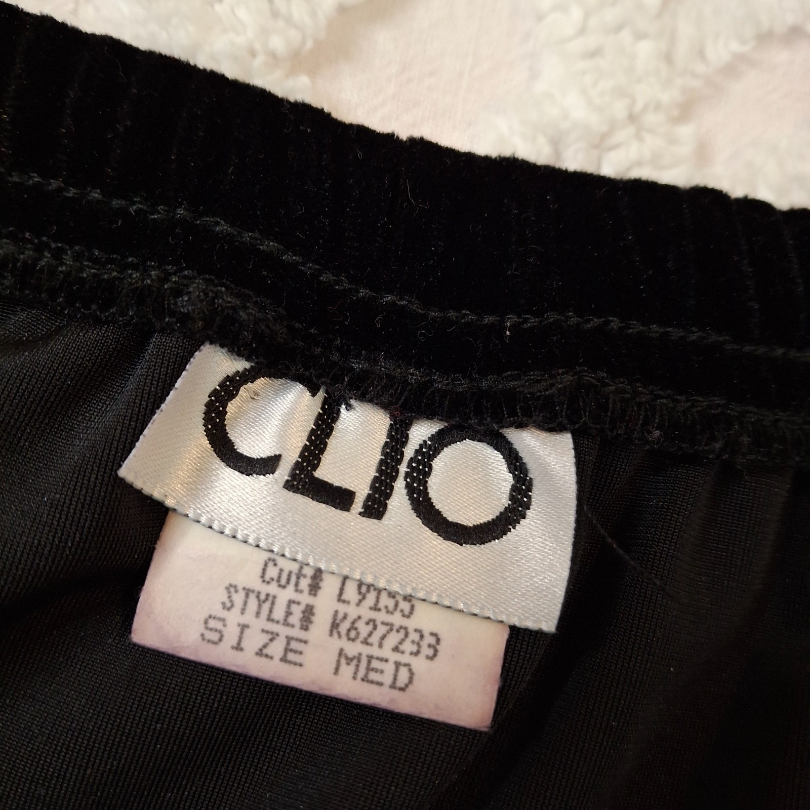 Clio Womens Medium Maxi Skirt Black Velvet Elastic Waist Side Slit Vintage USA