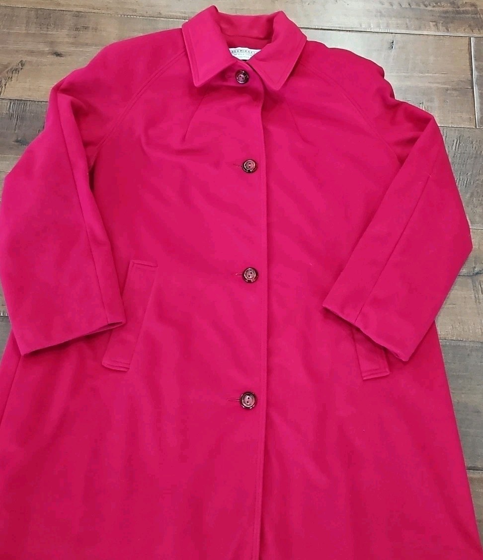 Vintage 70s Kashmiracle Wellington Red Coat Tea Length Fully Satin Lined L/XL