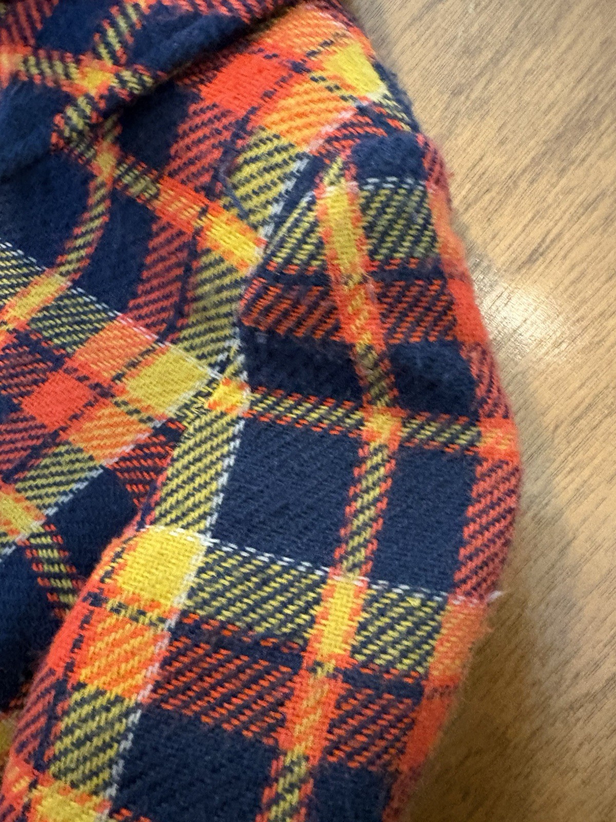 Vintage 60s 70s Plaid Wool Coat Red Yellow Navy Mod Girls XL Womens Small? READ