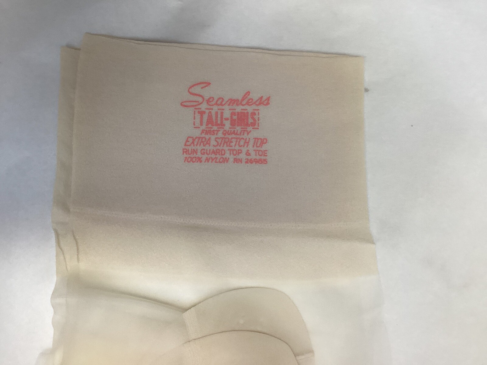 1PR VINTAGE TALL GIRLS RHT SHEERMICROMESH NYLON STOCKINGS 11 1/2 XLONG 38” WHITE