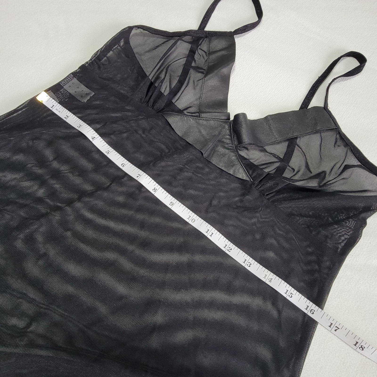 Vintage 90s Catherine Coatney Sheer Black Mesh Slip Dress Women Size M