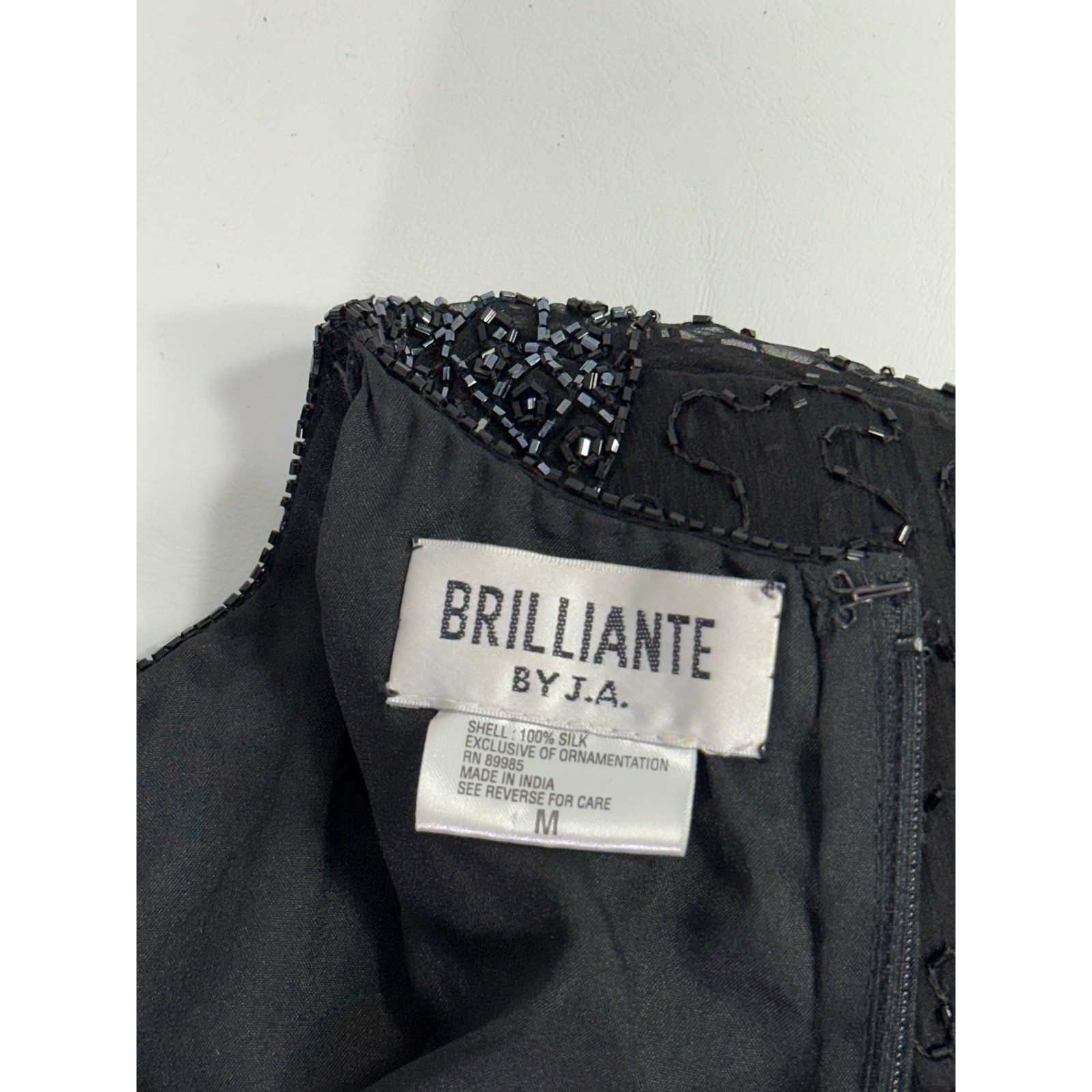 Brilliante by JA Black 100% Silk Beaded Maxi Dress Vintage 90s Formal Gown Sz M