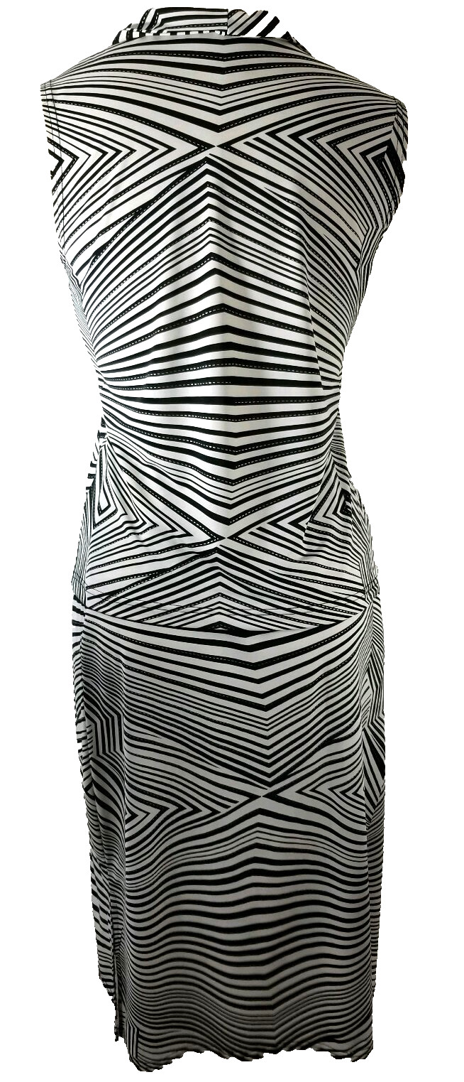RAFAEL Womens Small Stretch Black White Silver Sleeveless Top Skirt 2 Piece