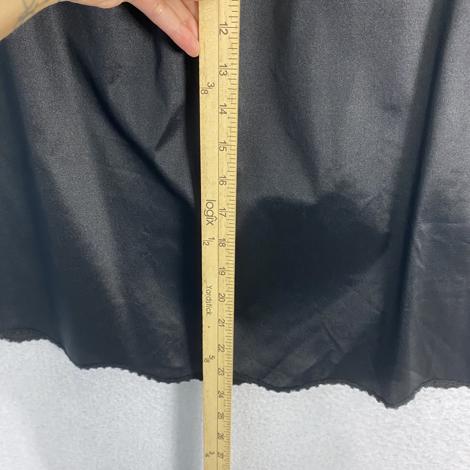 VTG HALF SLIP SKIRT L Lingerie Black Antron Nylon USA 28 x 23
