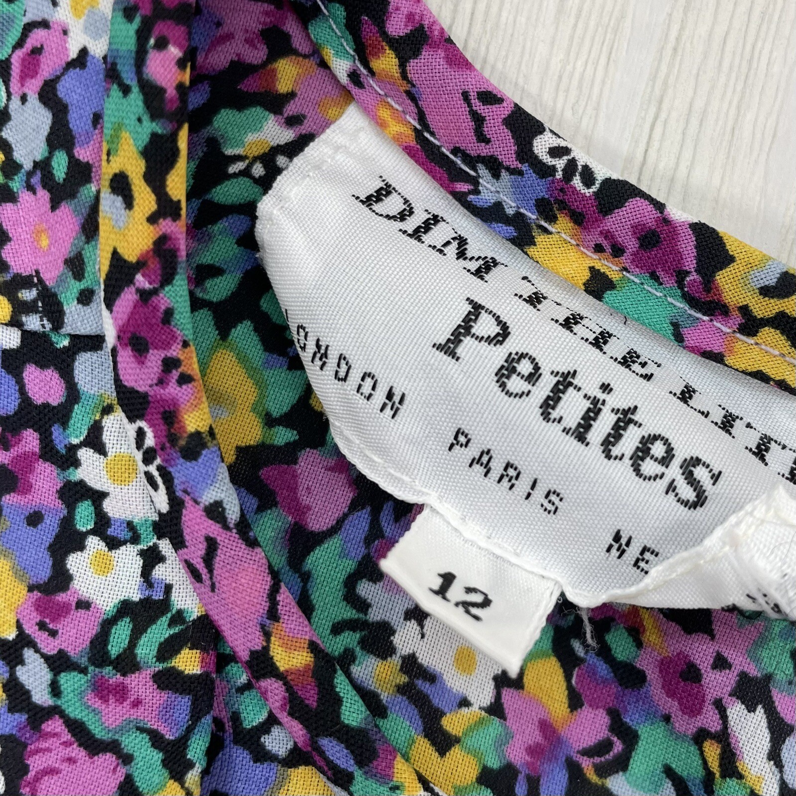 80’s Vintage Dim The Lites Multi Floral Chiffon Classy Belted Pleat Dress 12