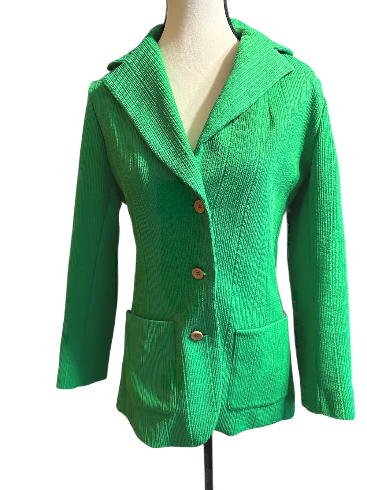 1970’s Woman’s Blazer Lime Green Textured Vintage Brook valley By Fairfield