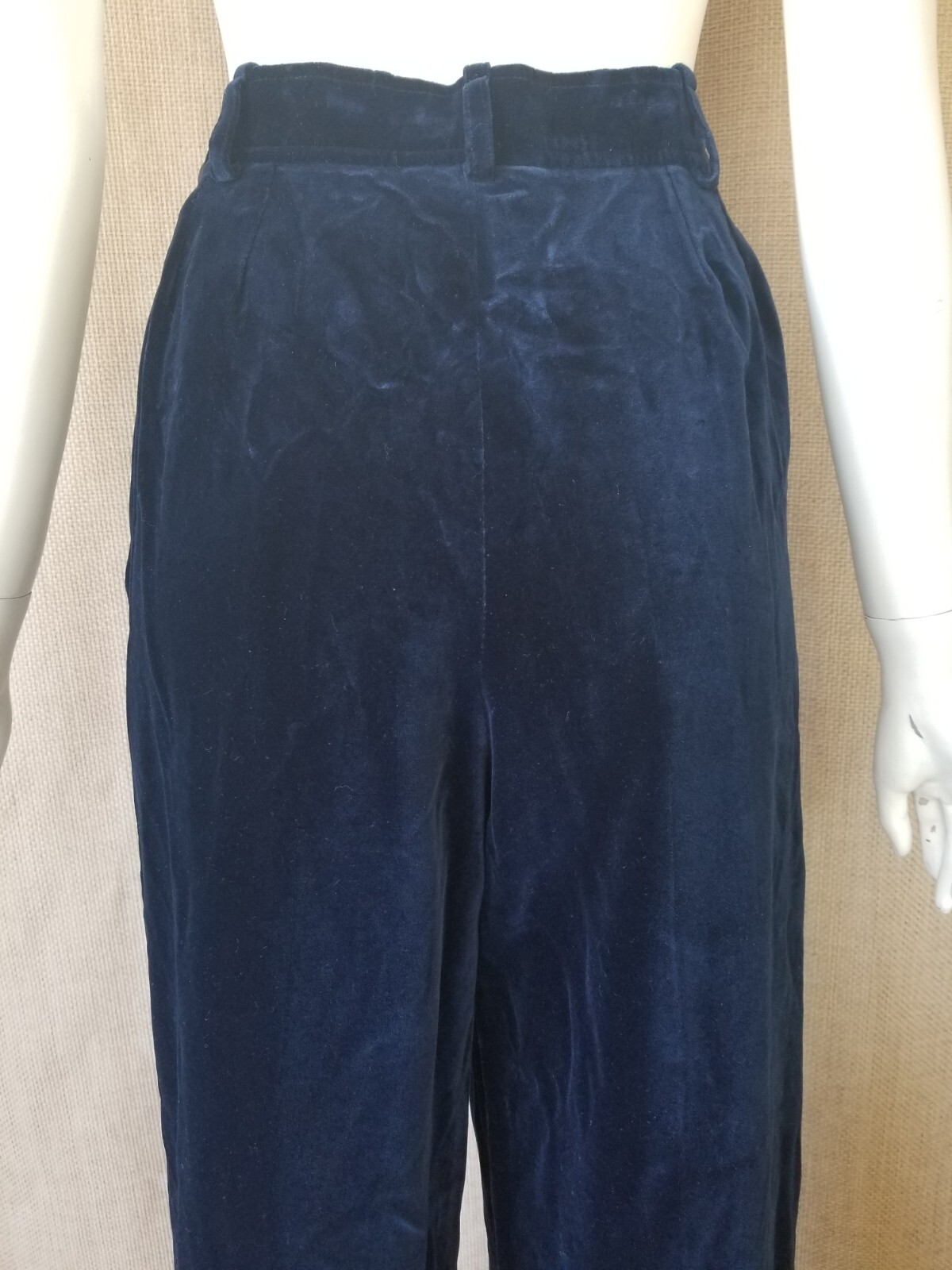 1980’s YVES SAINT LAURENT RIVE GAUCHE Blue Velvet trousers Womens Vintage Pants