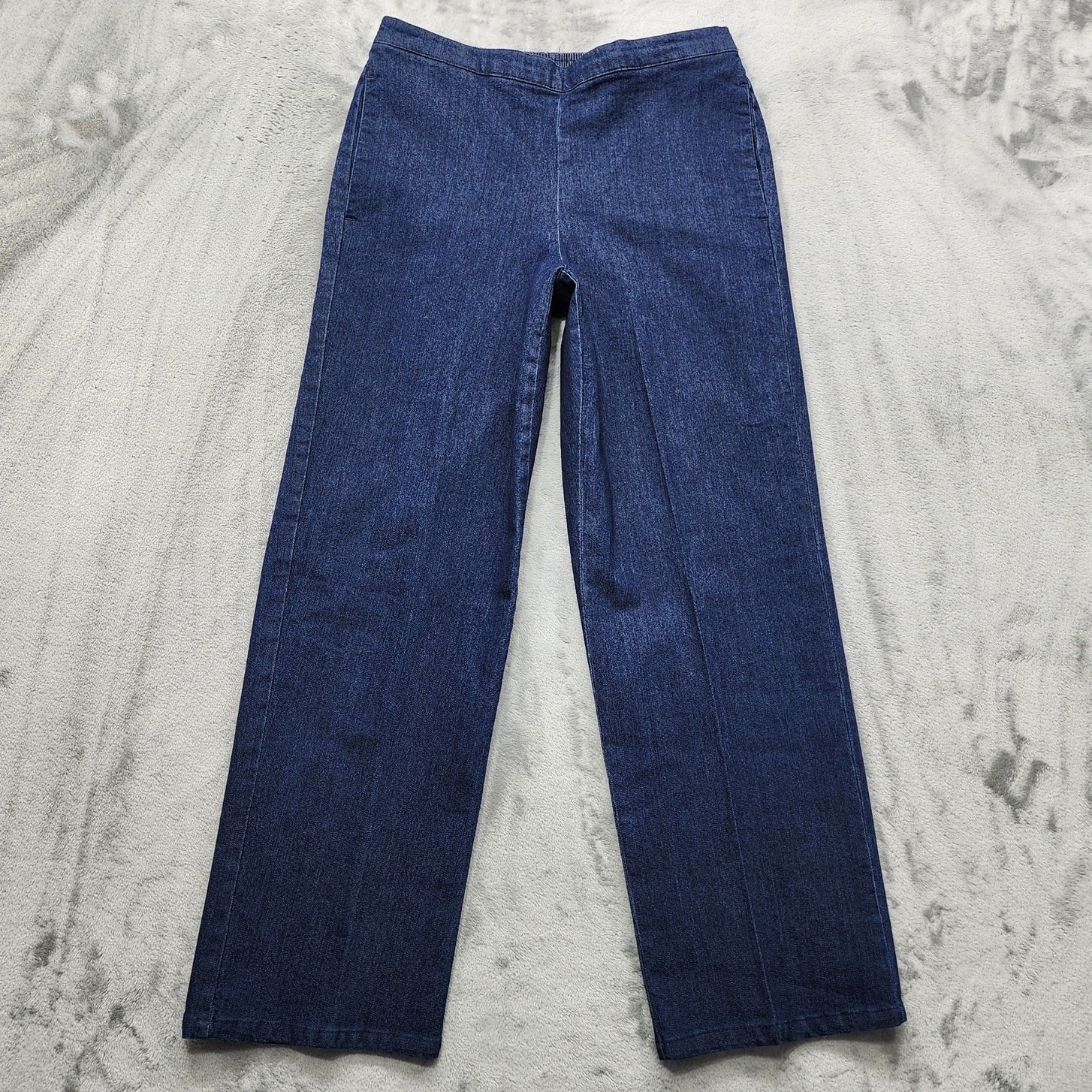 Vintage Alfred Dunner Jeans Womens 8P PETITE Blue Pull On Crop Stretch Comfort