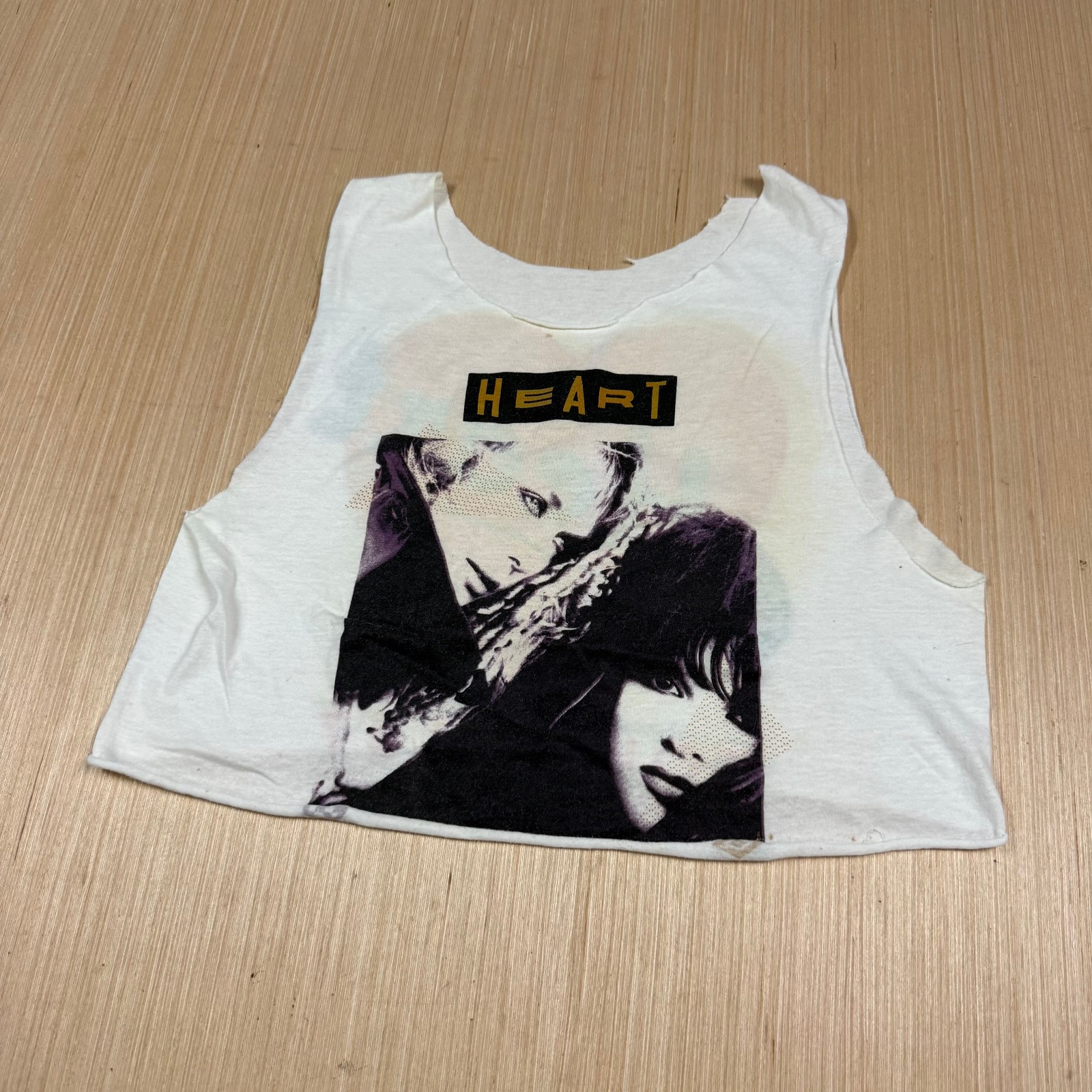 vtg 80s Heart Tour Rock Band T Shirt 1987 Heavy Metal Tank Top Crop S Bad Animal