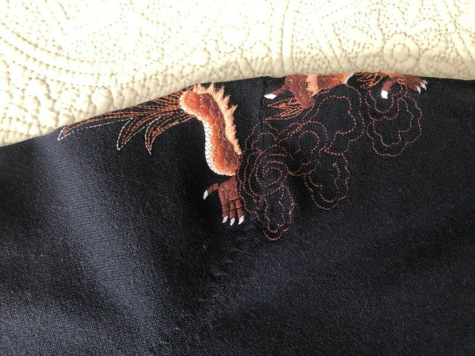 EUC Vintage BALLINGER GOLD Black sz M Shirt Top Asian Details Embroidered Dragon