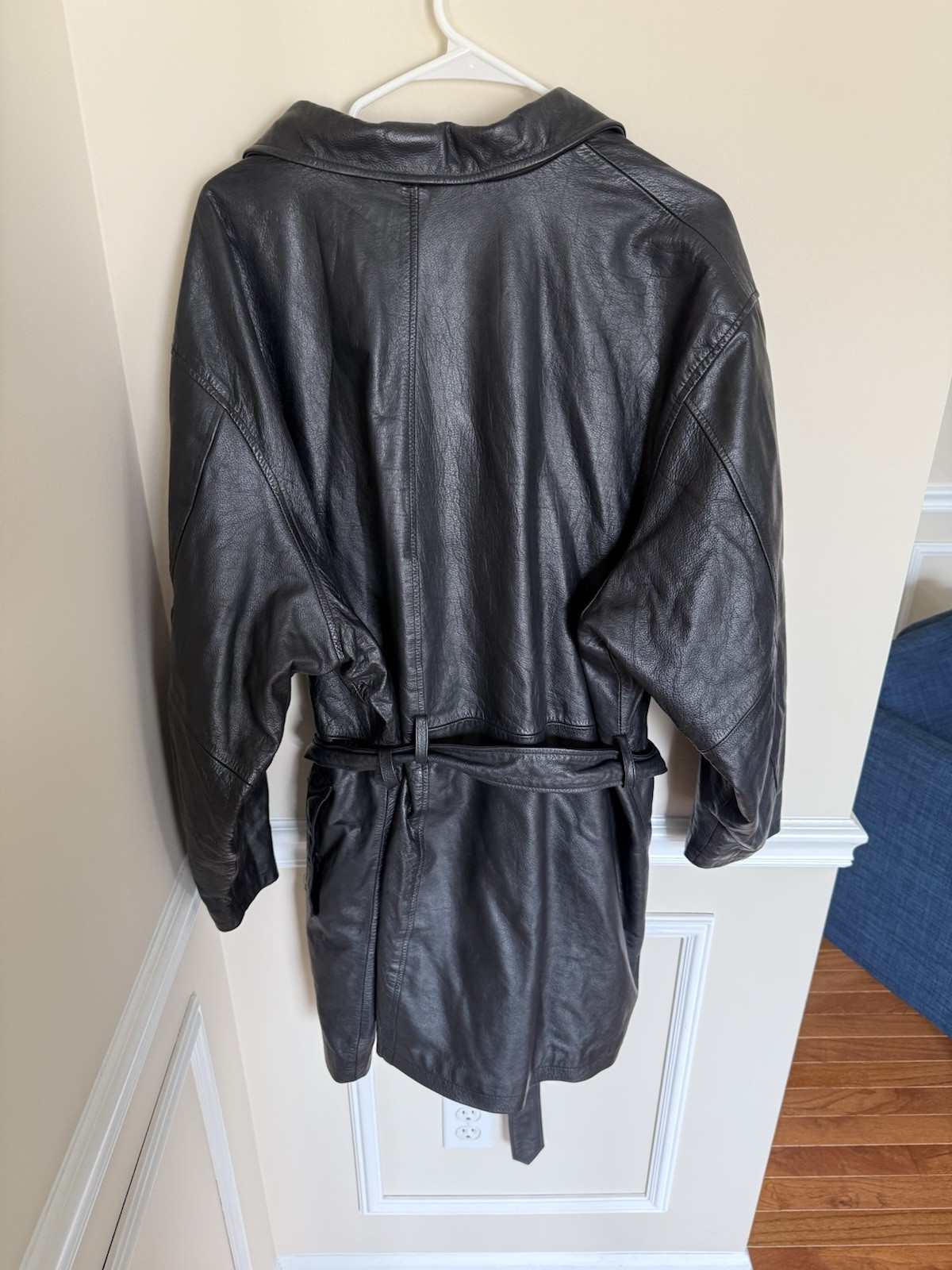 1980’s VTG Women’s 3XL Genuine Leather Trench Coat Grunge Biker Core Outerwear