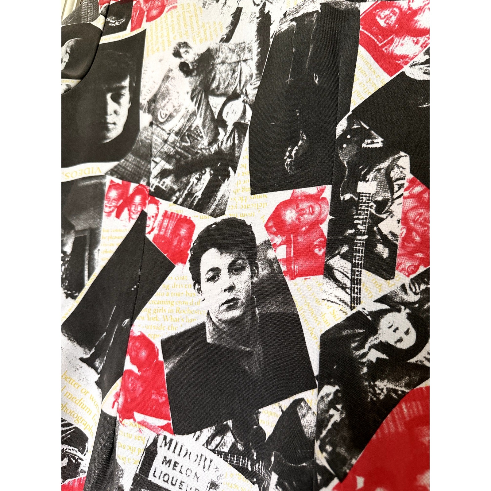 Vintage Rare Archival 80s Stop Only Beatles Pop Culture Media Collage Mini Dress