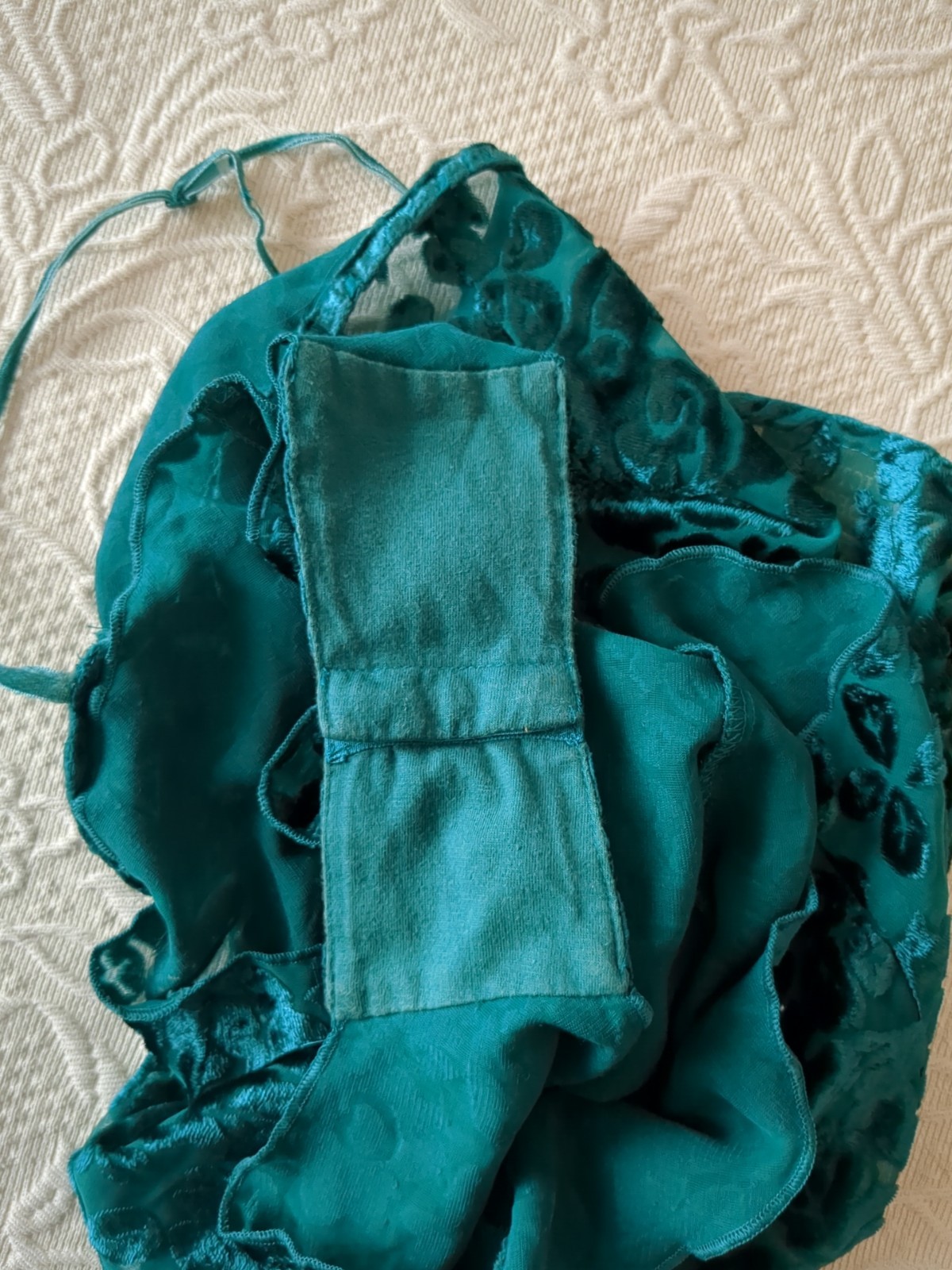Vtg Victorias Secret Teddy Flutter Leg Green Velvet Burnout Gold Label Small