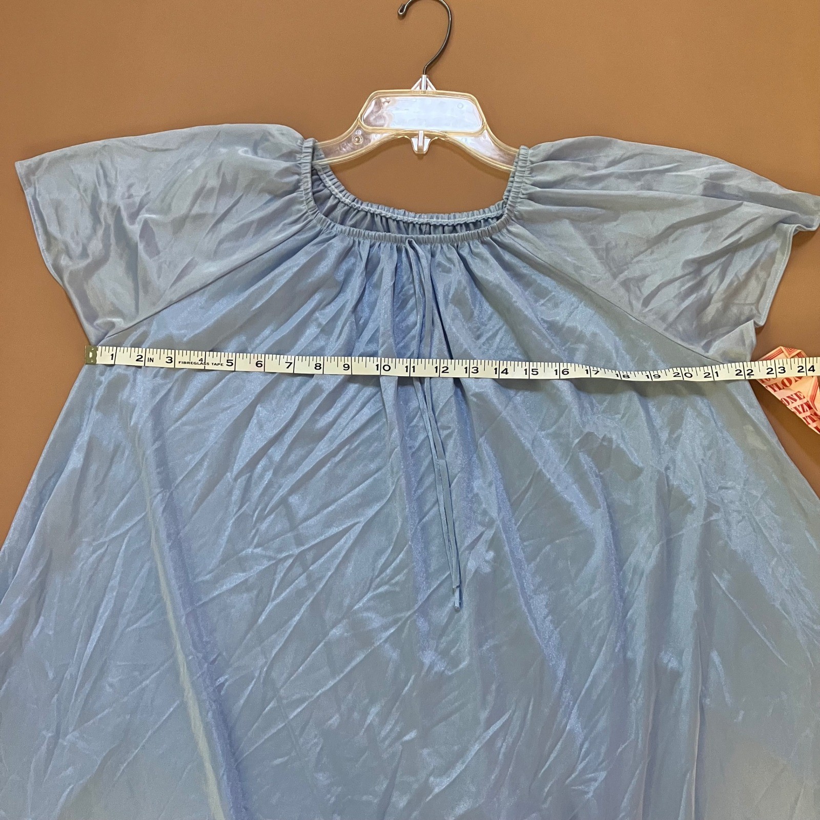 Vintage New Nightgown Blue One Size Fits All Nylon Short Sleeve Dress