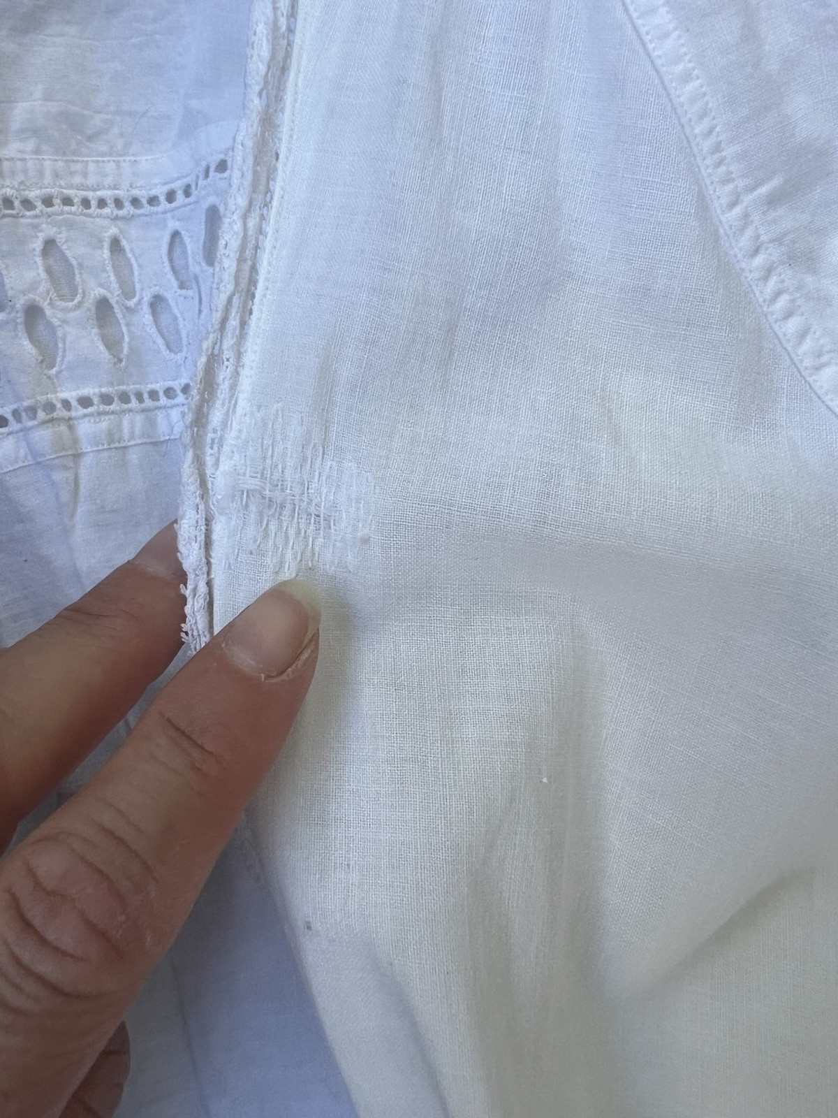 Antique Edwardian White Cotton Princess Slip