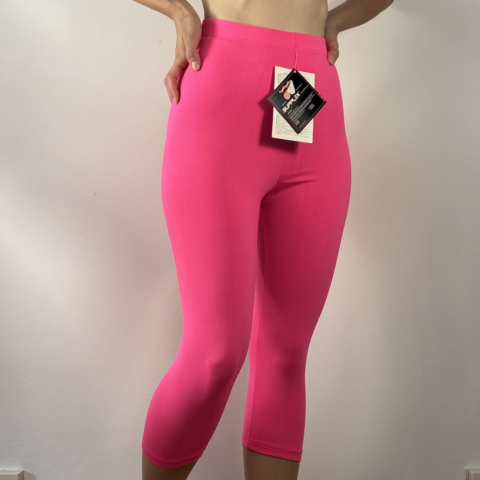 80s-90s Candy Jay Hot Pink Capri Leggings Vintage Aerobics Deadstock