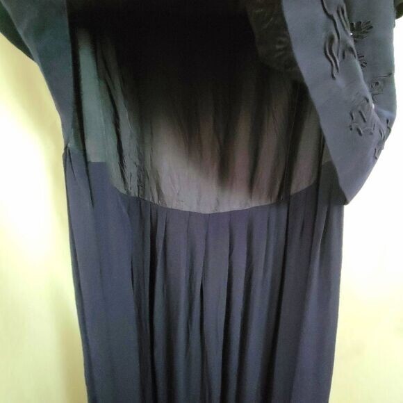 KSL Karin Stevens Dress 14 Vtg Navy Blue Mother Bride Formal sequins eveningwear