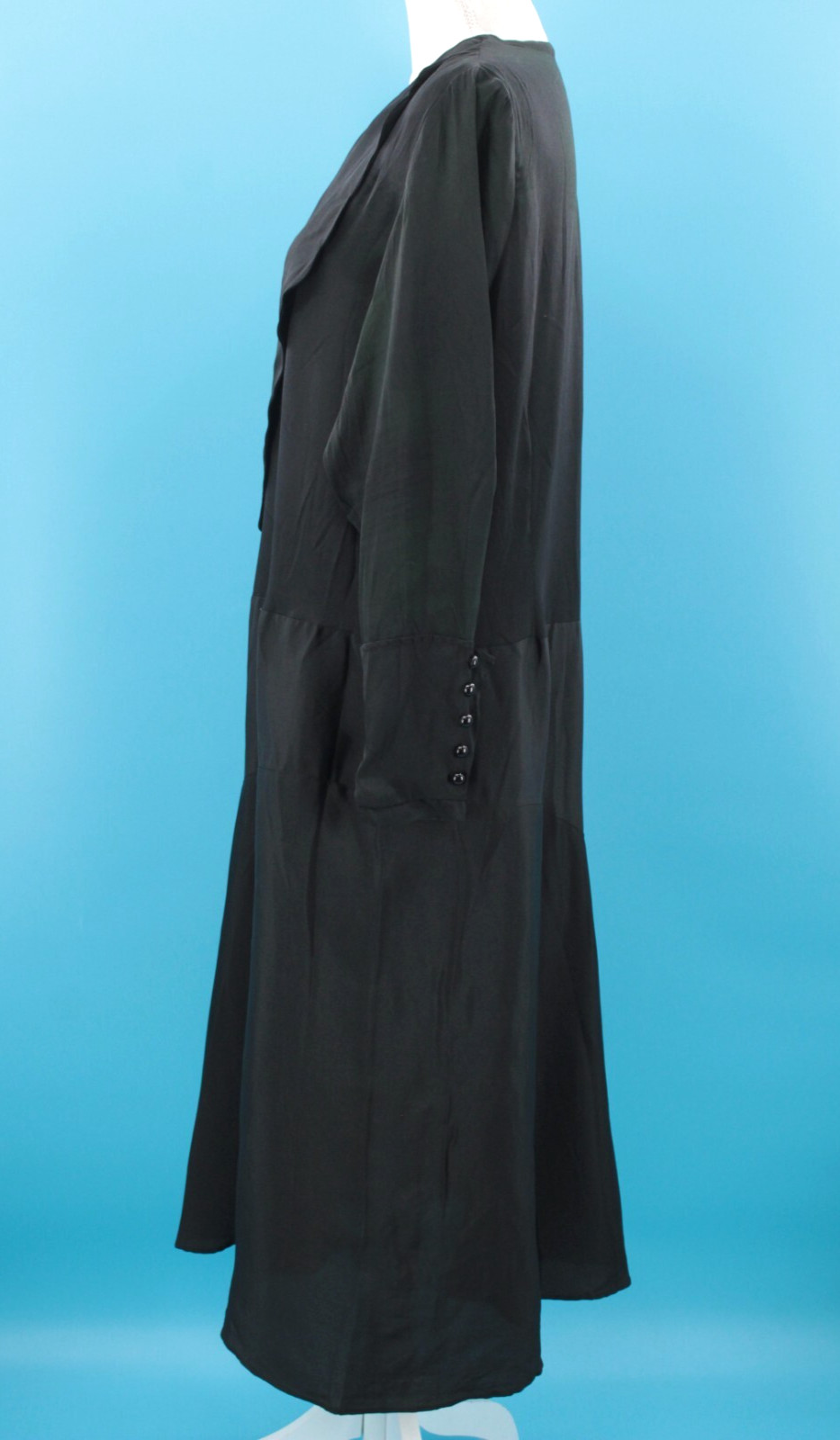 VTG Women’s 20s Black Button Front Drop Waist Dress Sz M 1920s Gown