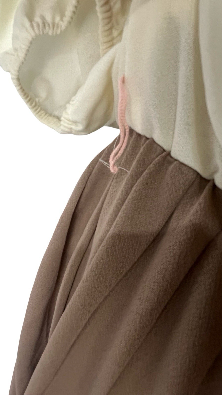 Vintage 80s Neutral Polyester USA Made Embroidered Collar Secretary Dress Sz 18