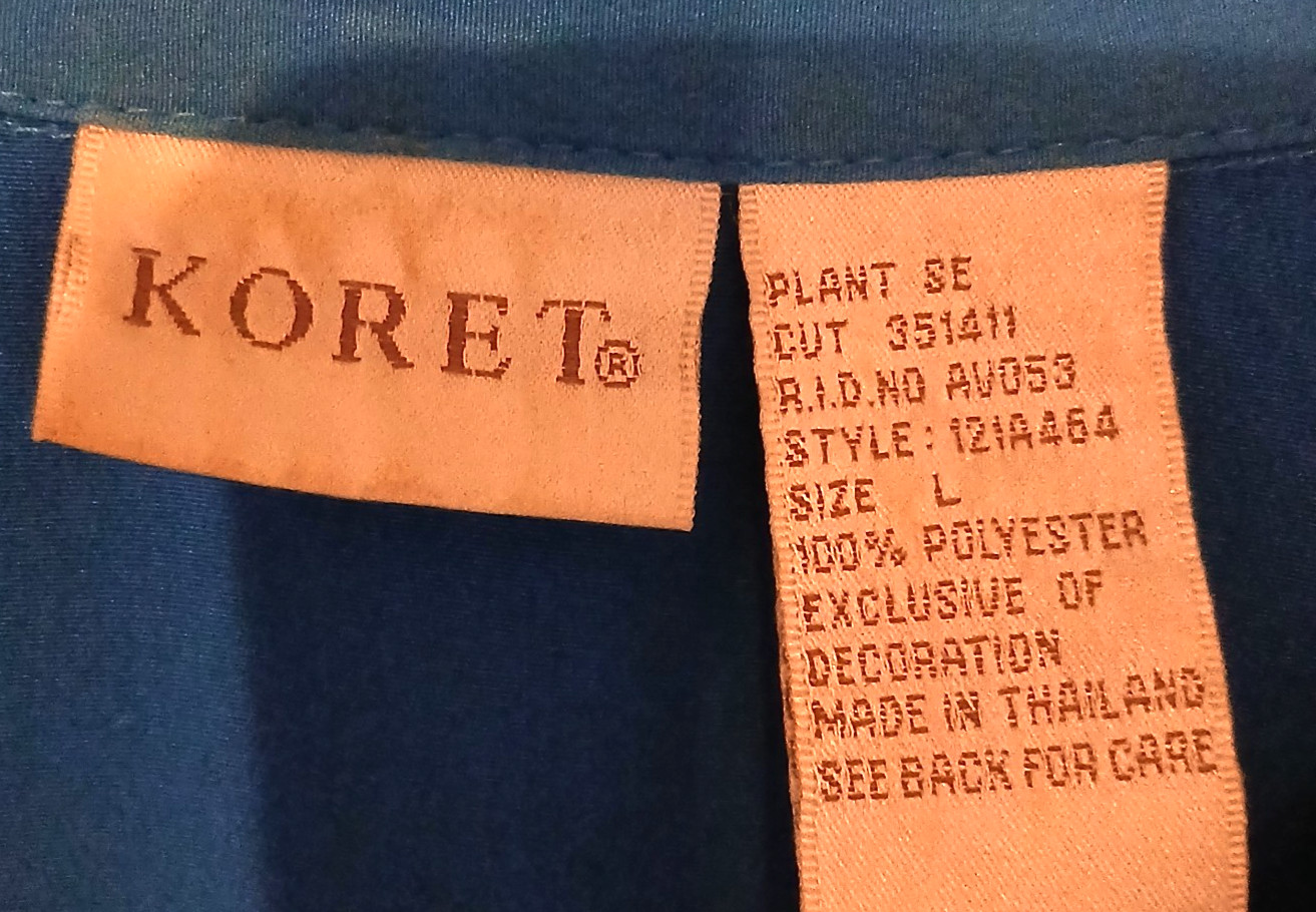 Vintage Koret 100% polyester 2-piece set produced in Thailand