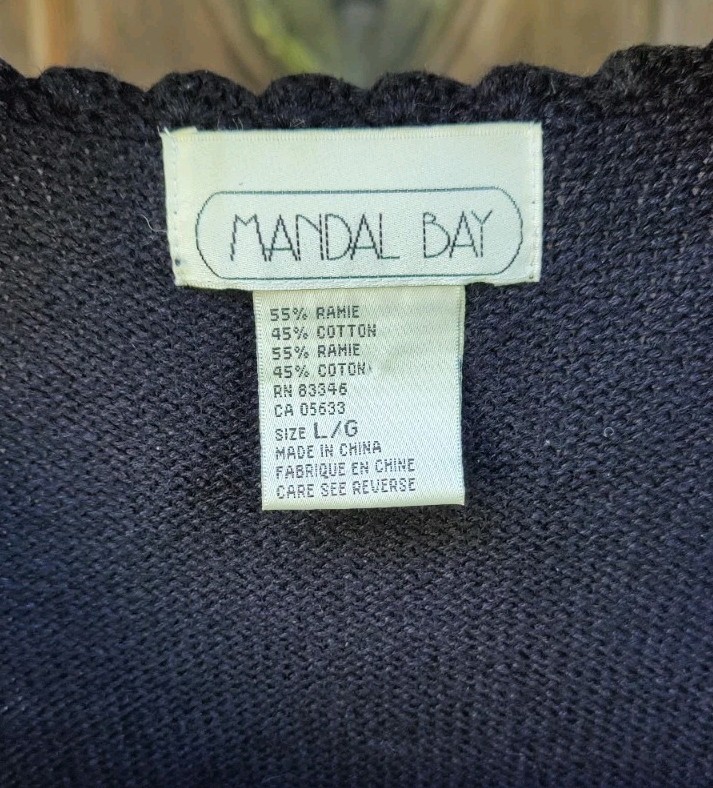 VTG 1980s Mandal Bay Womens Large Gardening Sweater Vest Black GrandmaCore