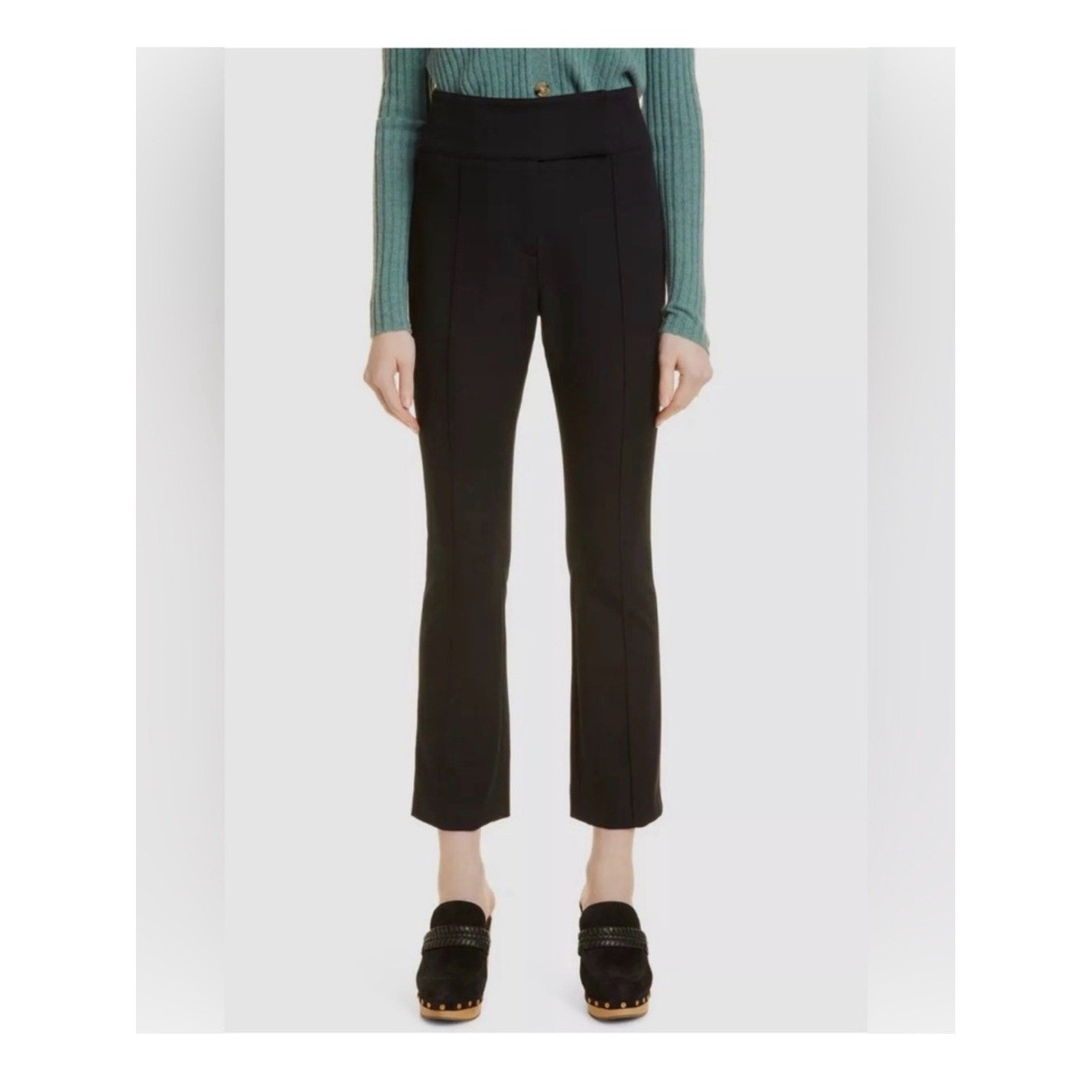 Veronica Beard | Black Tailored Jupiter Cotton-Blend Cropped Pintuck Pants Sz 8