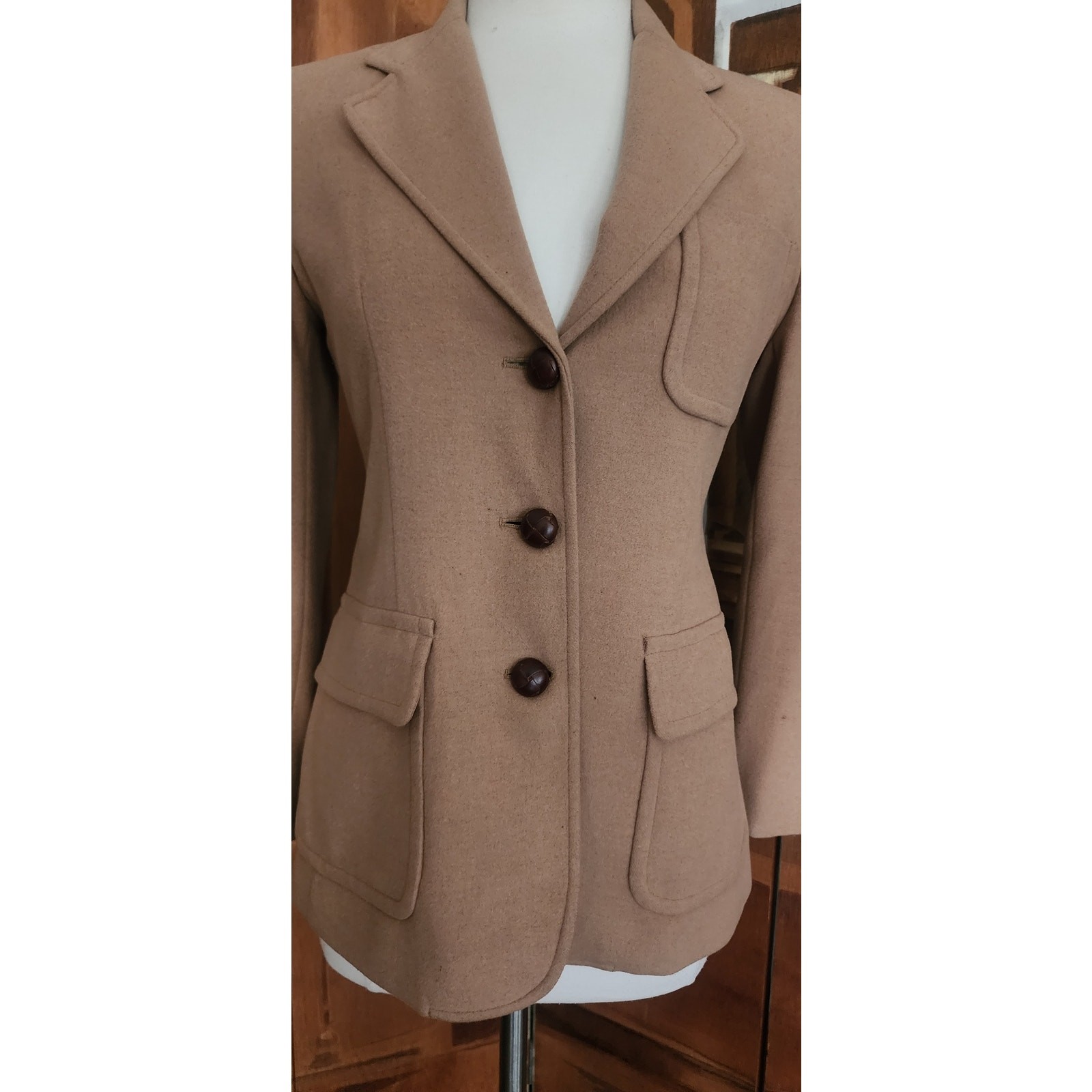 VTG 1990s Lauren Ralph Lauren Camel Wool Blazer Beige Riding Jacket Saipan 2P