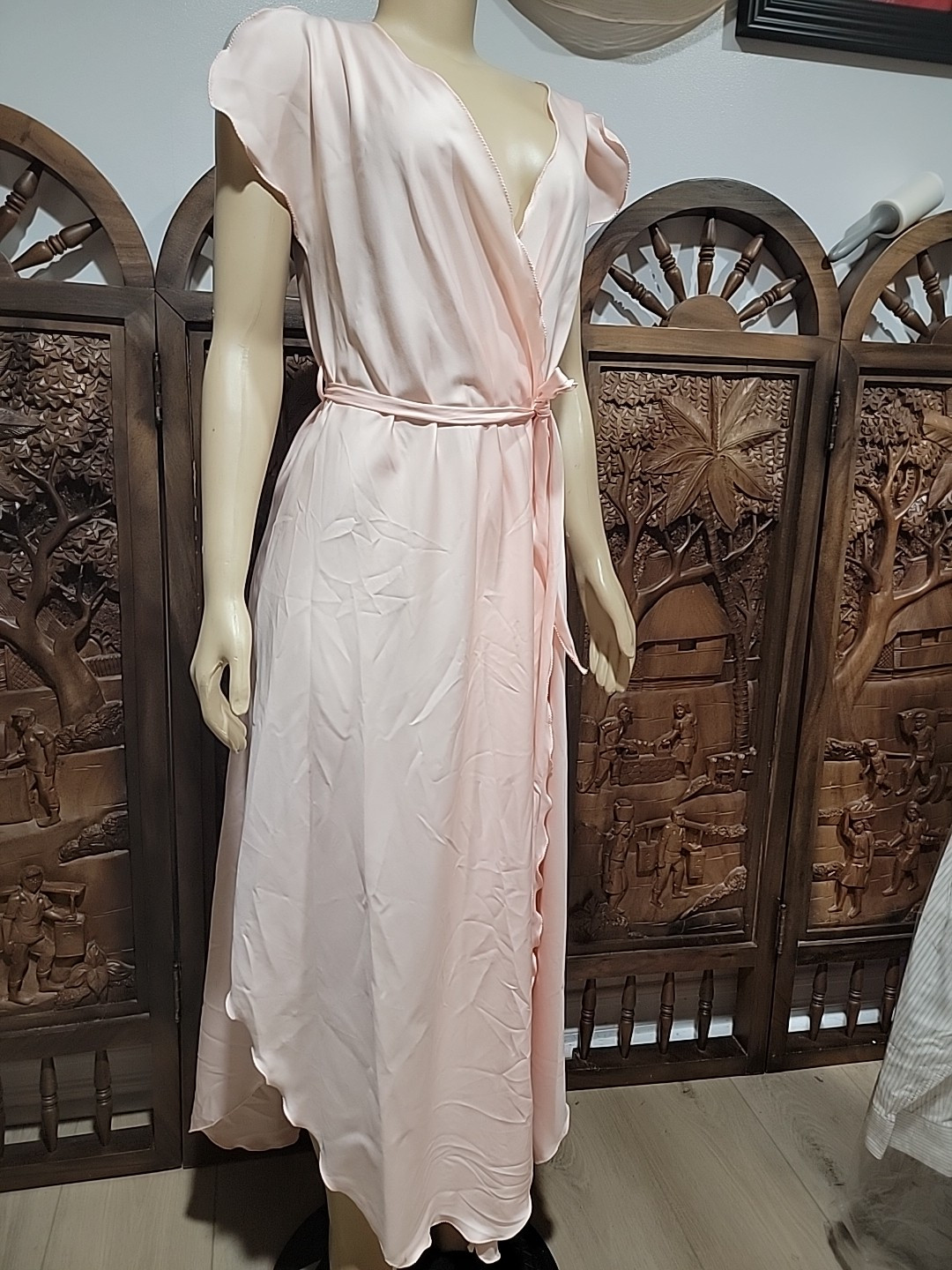 Vintage Georgette Trabolsi Neiman Marcus Pink M Belted Night gown FABULOUS #C