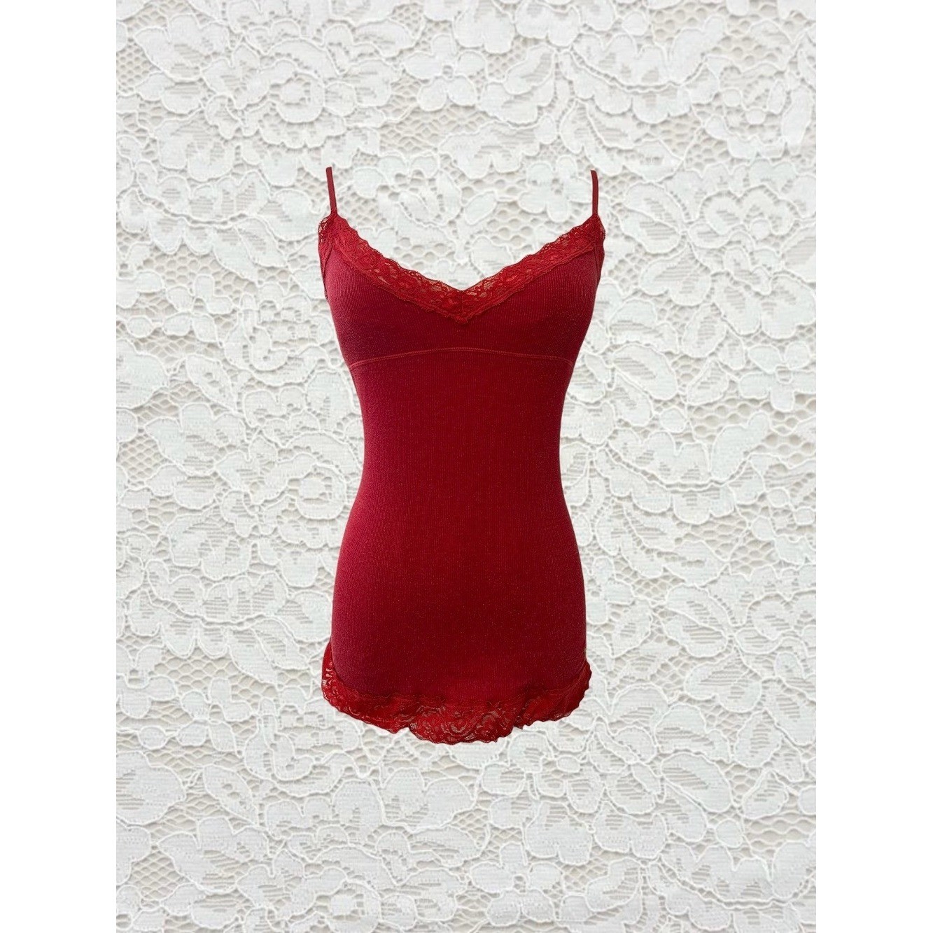 vintage victoria’s secret pink red lace babydoll cami tank top