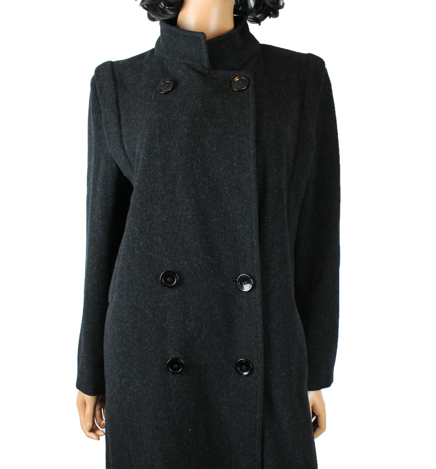 Winter Coat Sz M Vintage 80s Dark Charcoal Gray 100% Wool Long Jacket Forecaster