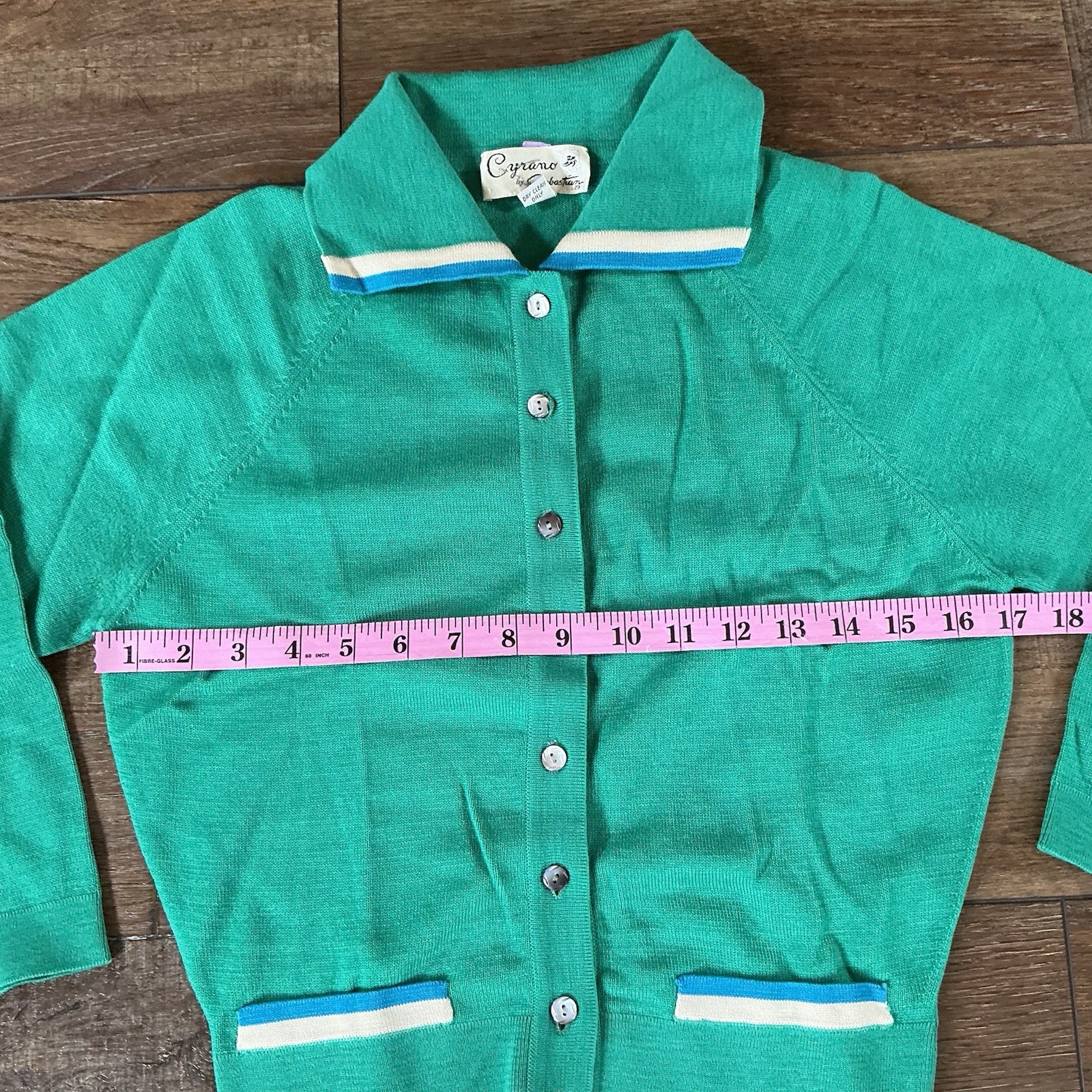 VTG Cyrano by Sebastian Wool 2-PC Set Green Sweater Skirt Women’s Size S #81013