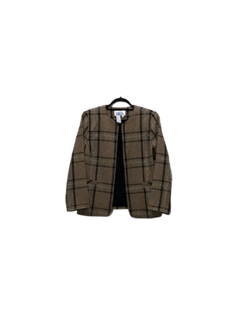 VINTAGE 80s Womens Wool Blend Plaid Blazer Coat Size 12p Career Office Business