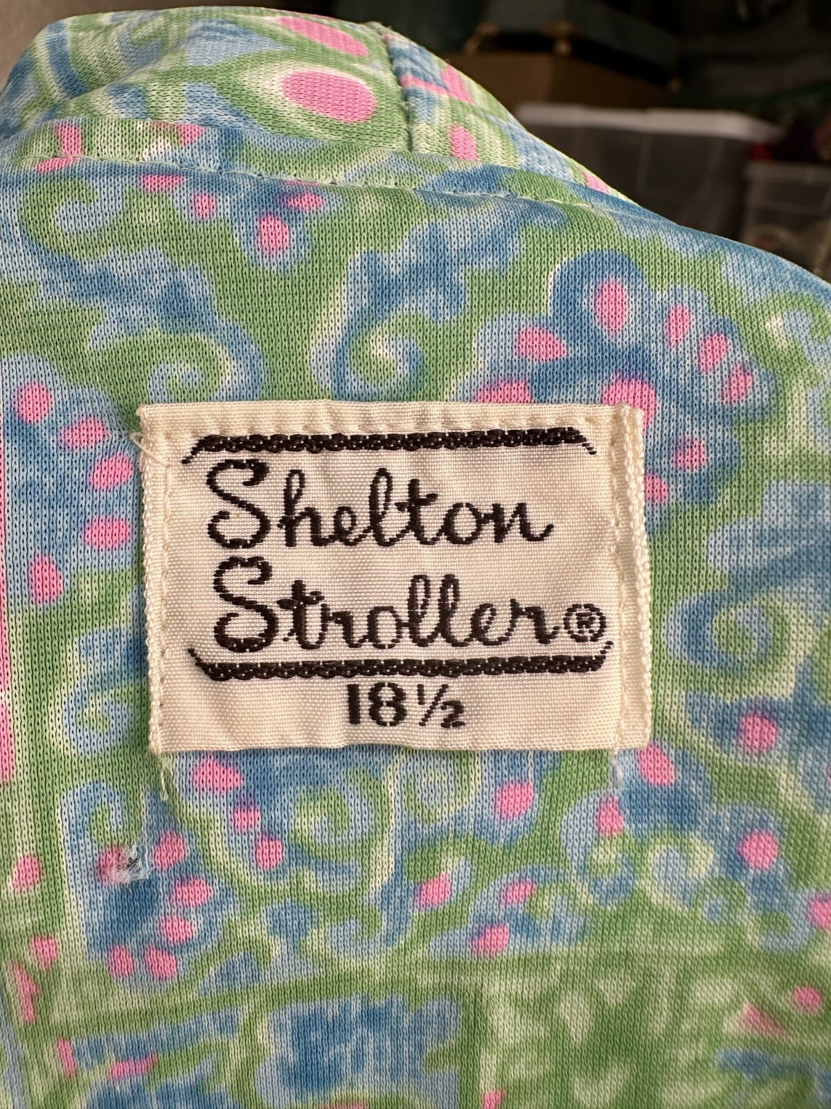 Vintage 1960s SHELTON STROLLER Blue Floral Day Dress M/L Short Sleeve Zip-up