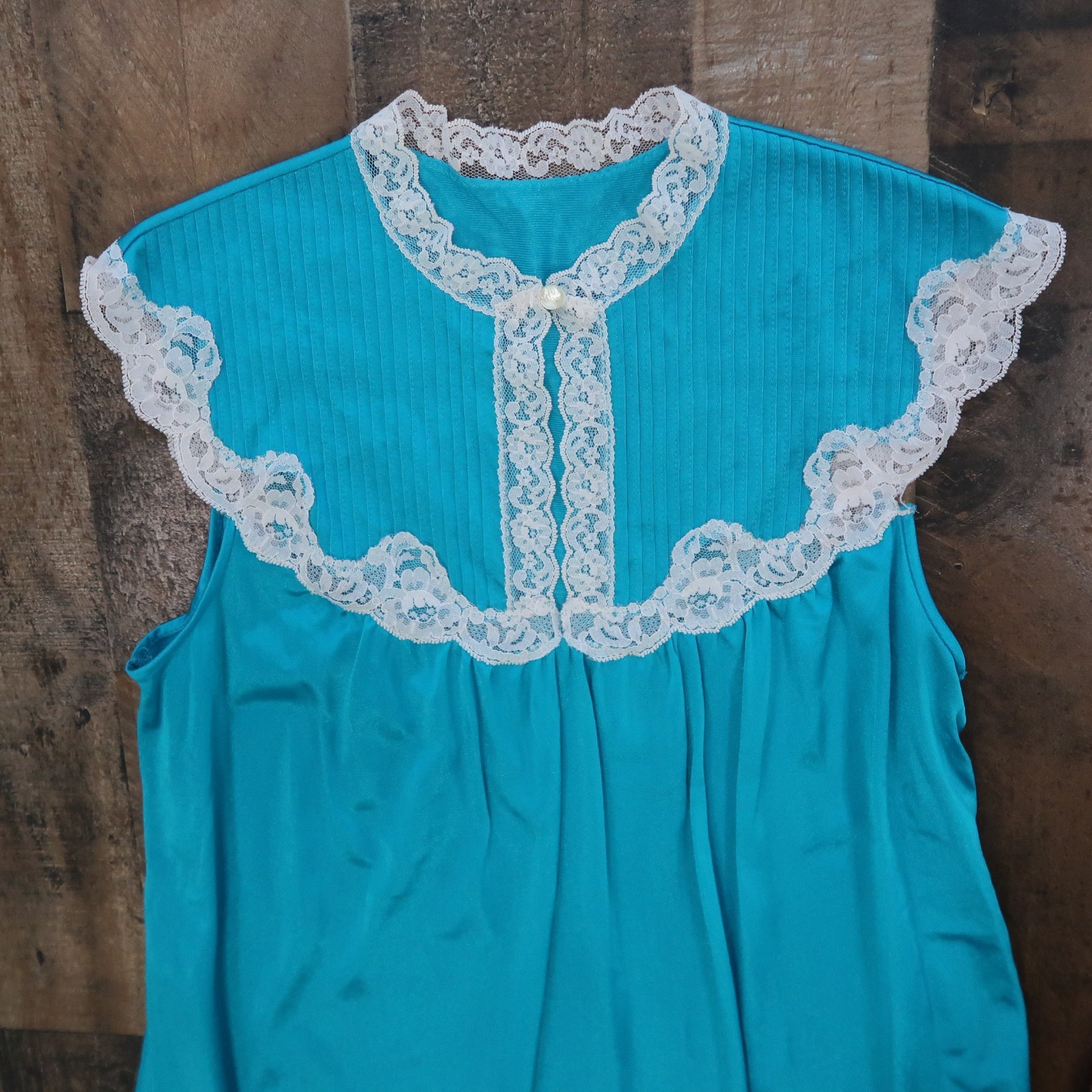 Vintage 1960s Teal Peacock Blue Womans Small Nightgown JcPenney Negligee