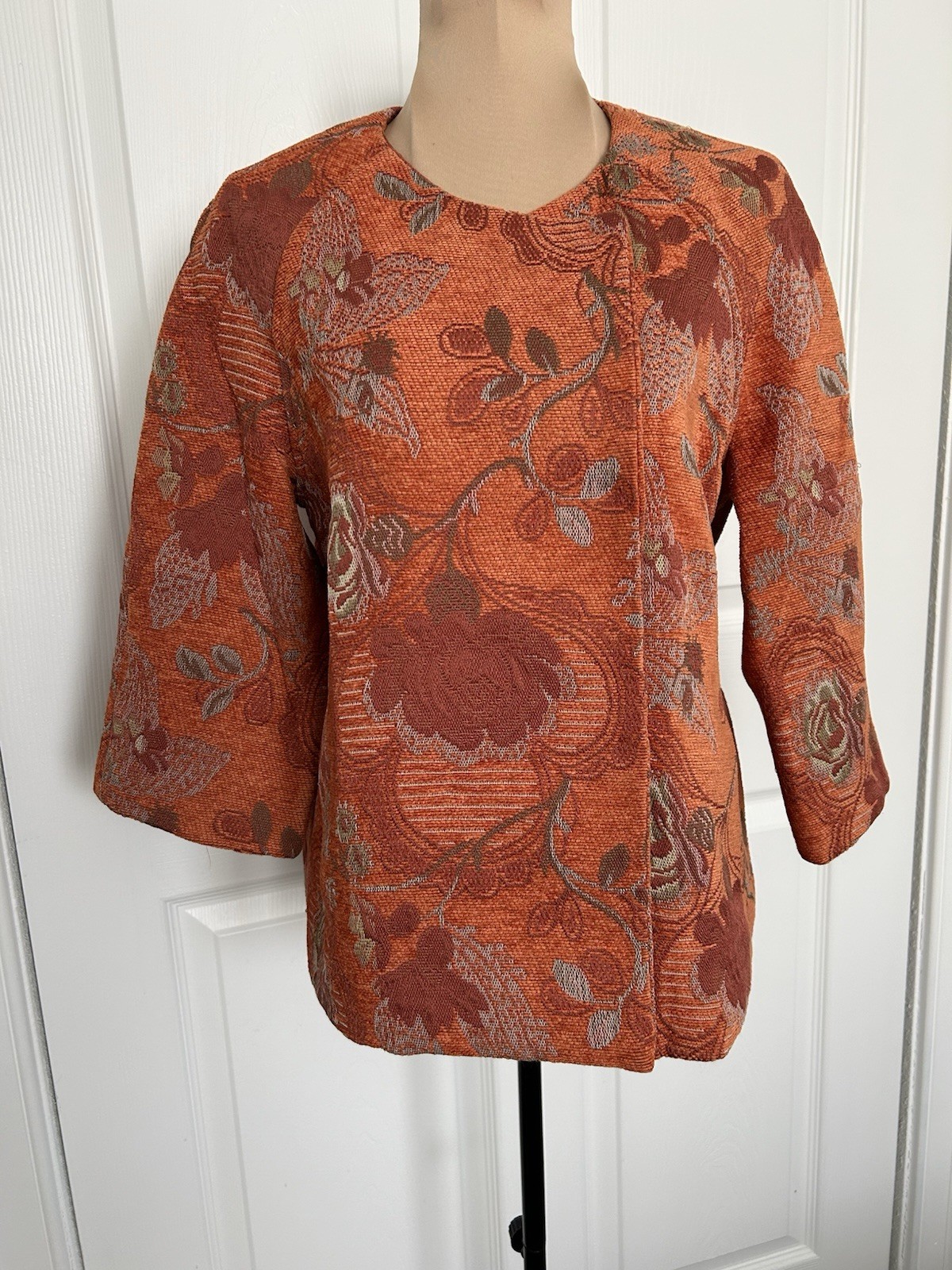 Harve’ Benard Women’s Vintage Orange Tapestry Blazer Jacket Size 4