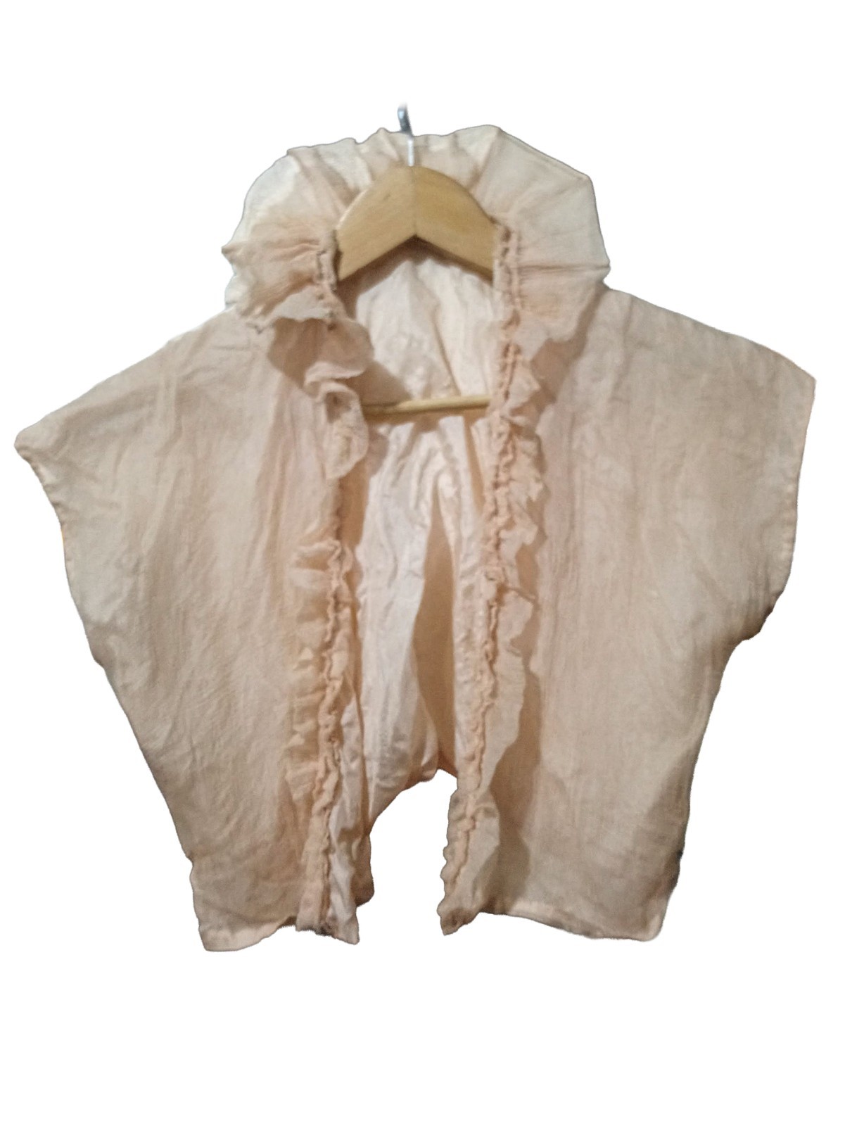 Antique Regency Sheer Muslin Bolero Peach Ruffles c.1800s Lingerie Cover-Up