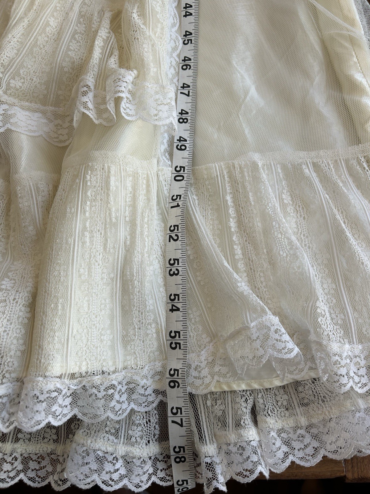 Vtg Gunne Sax Bridal Wedding Dress M/8 Ivory Tulle Lace Victorian Cottagecore