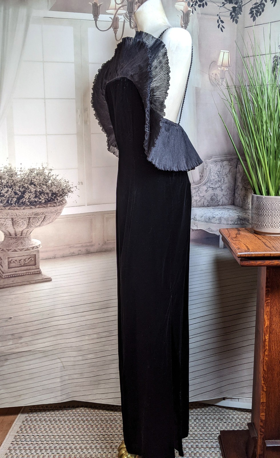 Vintage Nolan Miller Dynasty Collection Couture Origami Black Velvet Gown Sz 8
