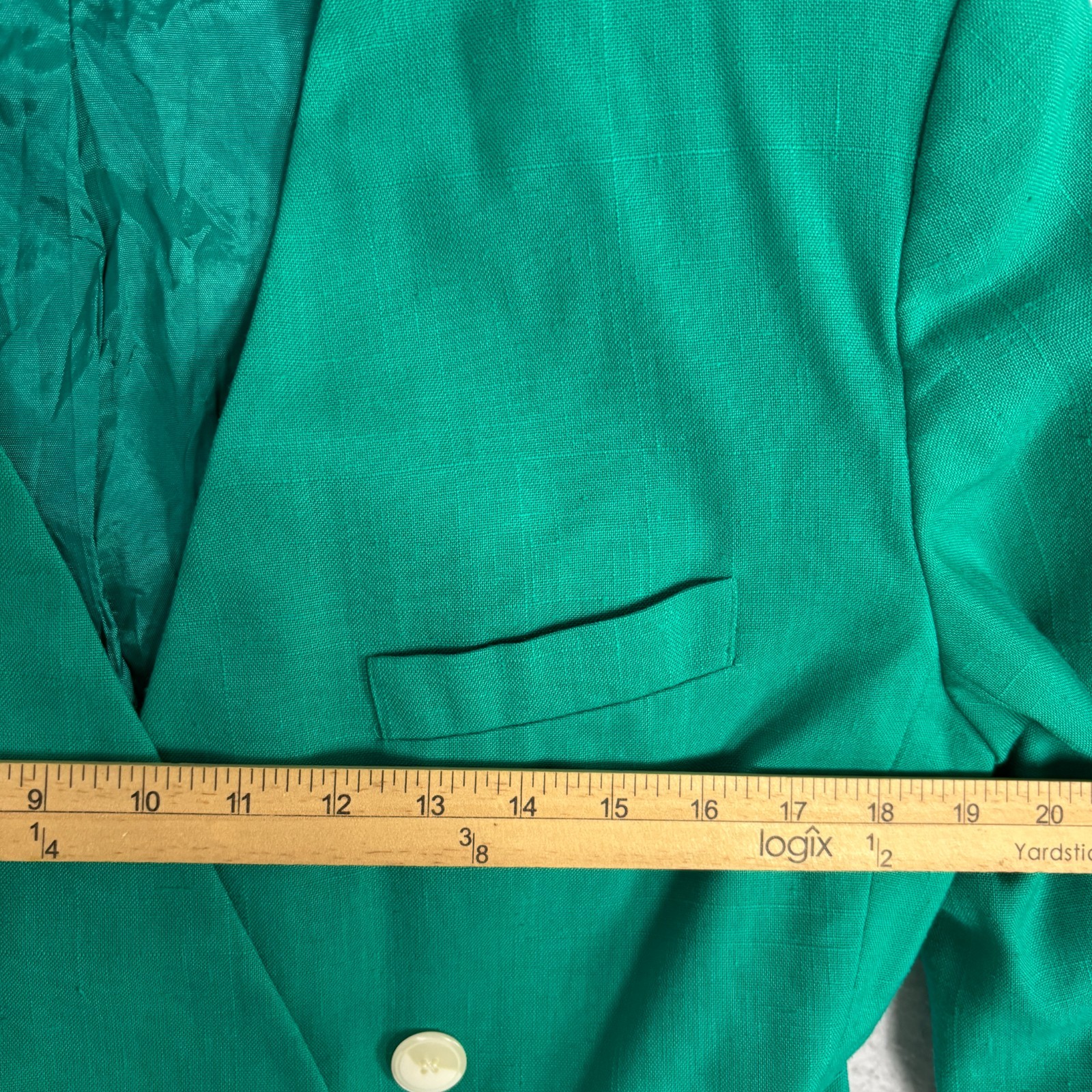 VTG Cropped Blazer 80s Double Breasted Teal Green Haber Dasher M L Knit