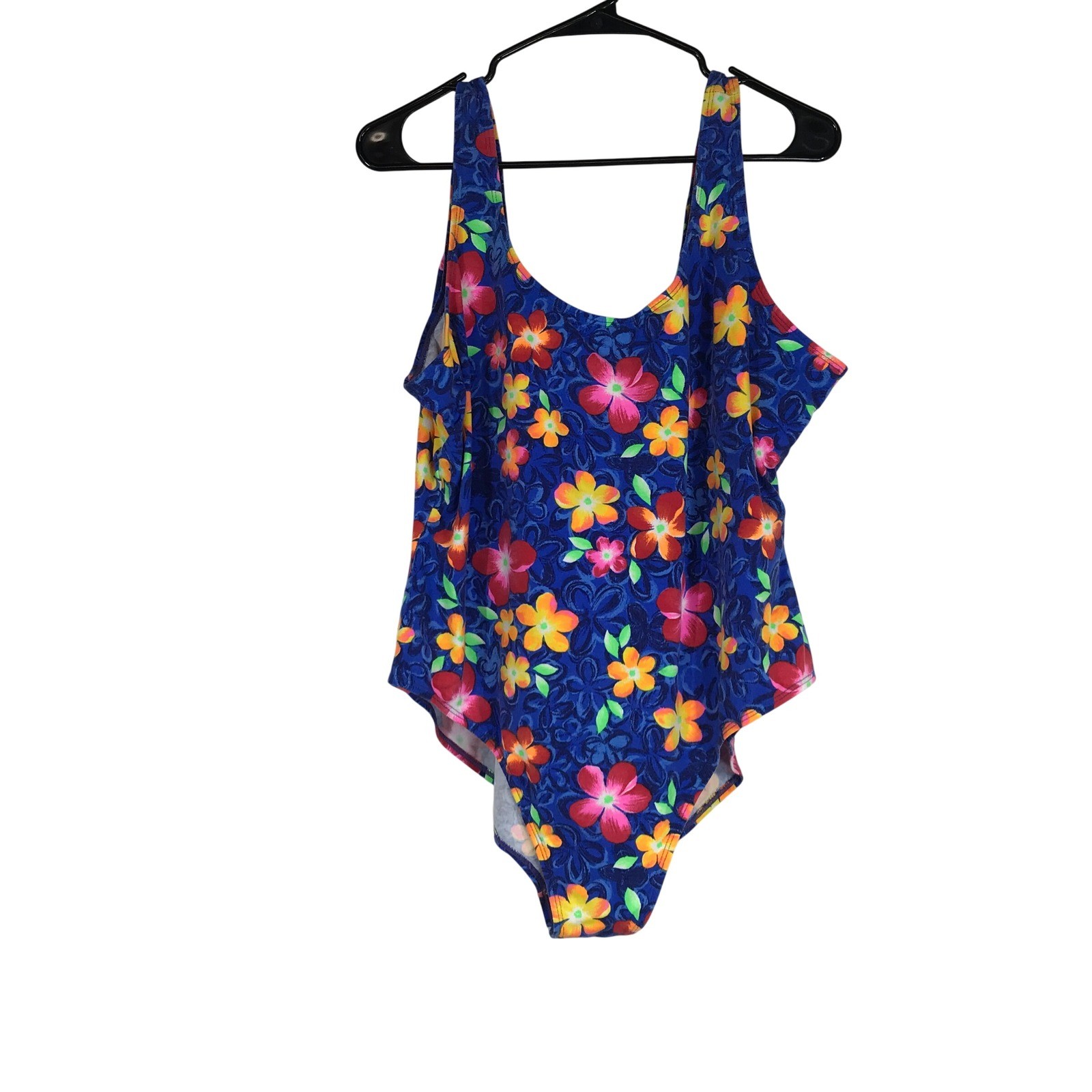 vtg Bermuda Beachwear Vintage Floral One Piece Swimsuit Blue Red Orange Women24W