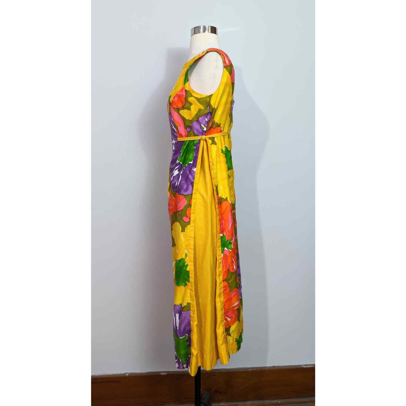 Kalama Fashions Honolulu Yellow Floral Maxi Dress