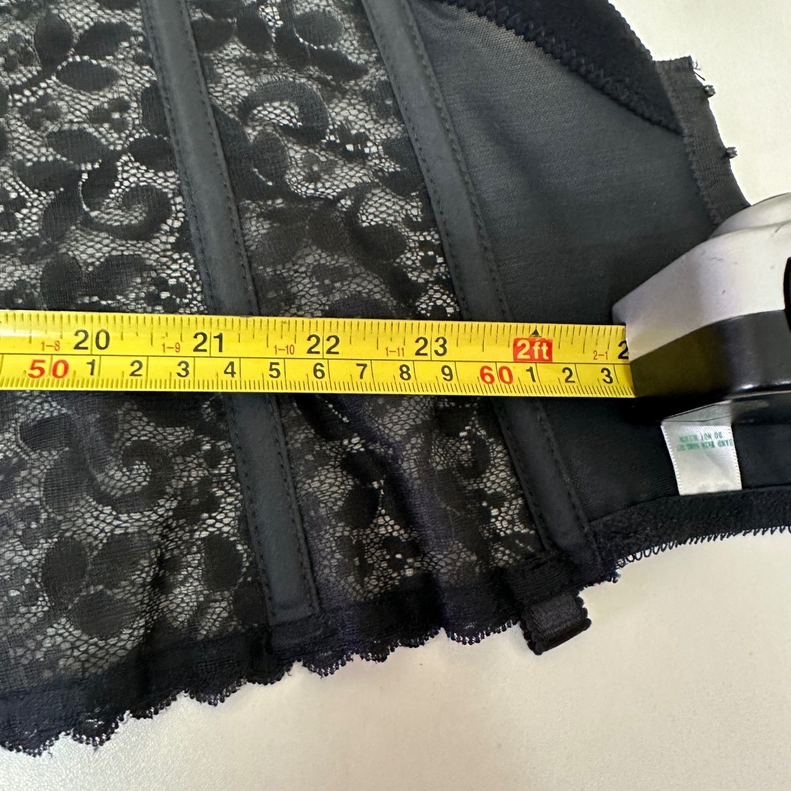 Vintage Carnival 313 Black Lace Bustier Corset Top 38C ILGWU Union Made USA
