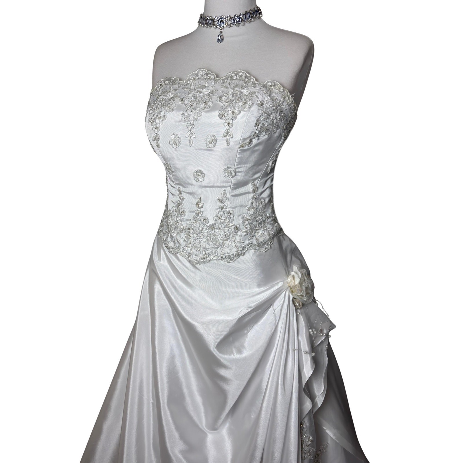 Vintage White Wedding Dress Lace Applique Bridal Gown Princess Fairycore Wedding