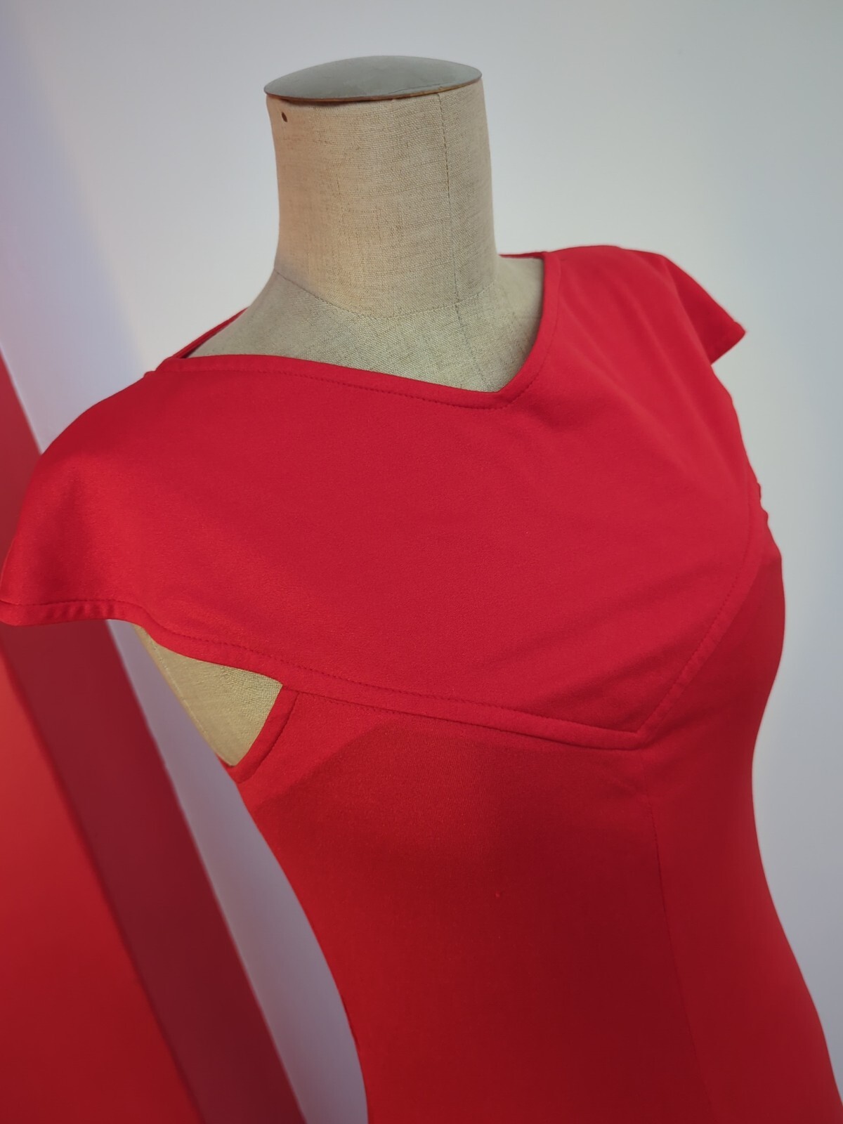 VINTAGE 70s Dress RED XXS-XS fits AU 6-8